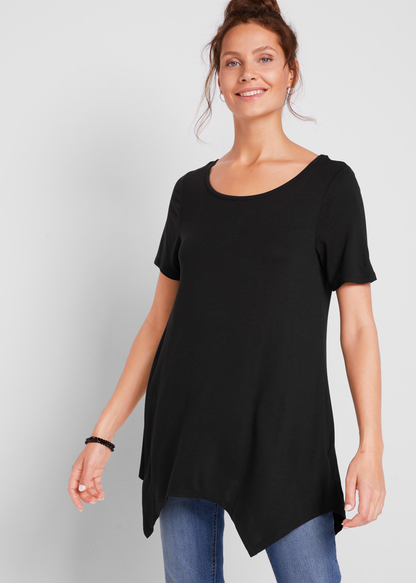 Image of bonprix Longshirt "Zipfel Longshirt, kurzarm" A-Linie Passform, Kurzarm, aus Viskose und Elasthan, Zipfel-Design
