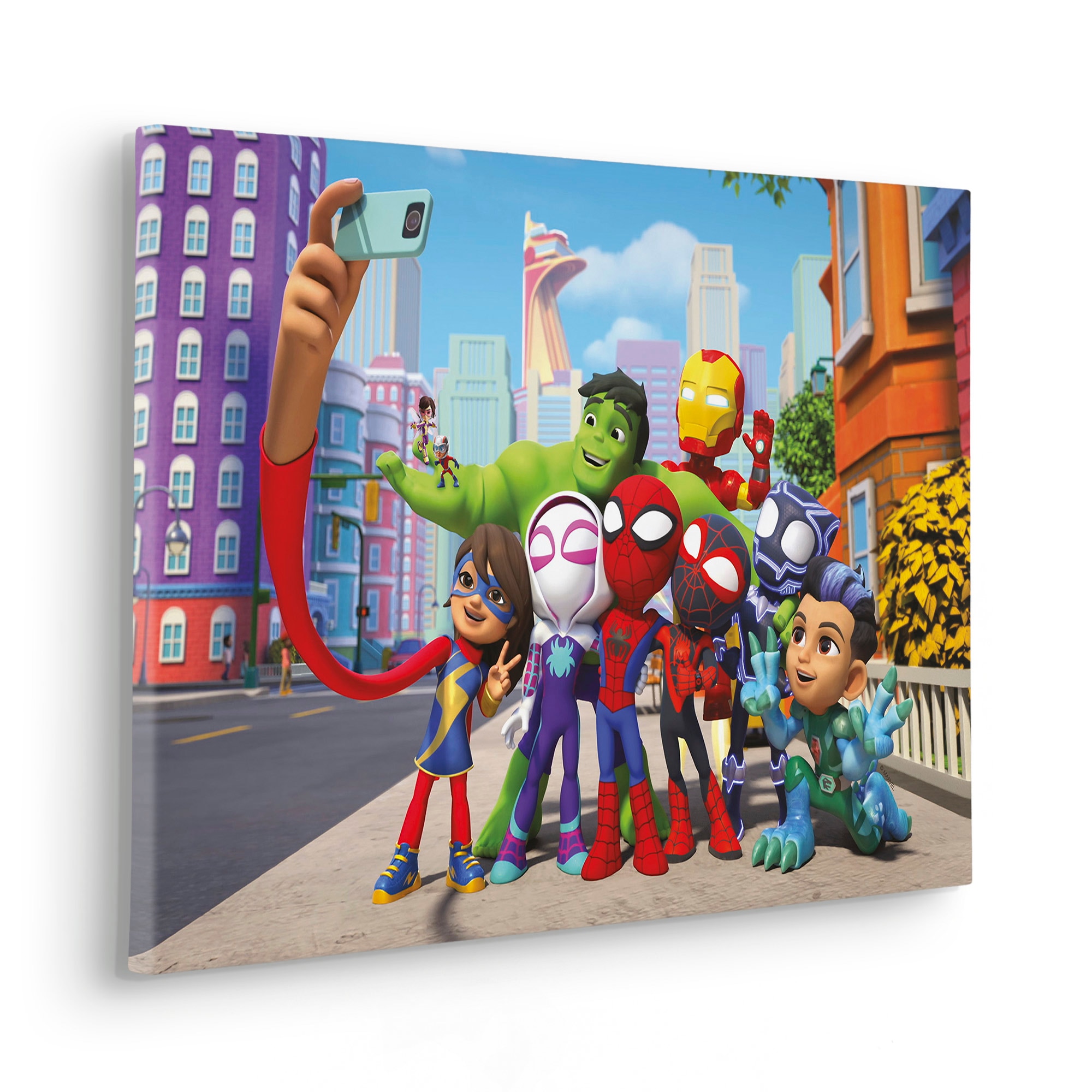 Komar Leinwandbild »Spidey and His Amazing Friends Selfie - Grösse 60 x 40 cm«, Comic, (1 St.), Keilrahmenbild mit Echtholzrahmen, Kinderzimmer