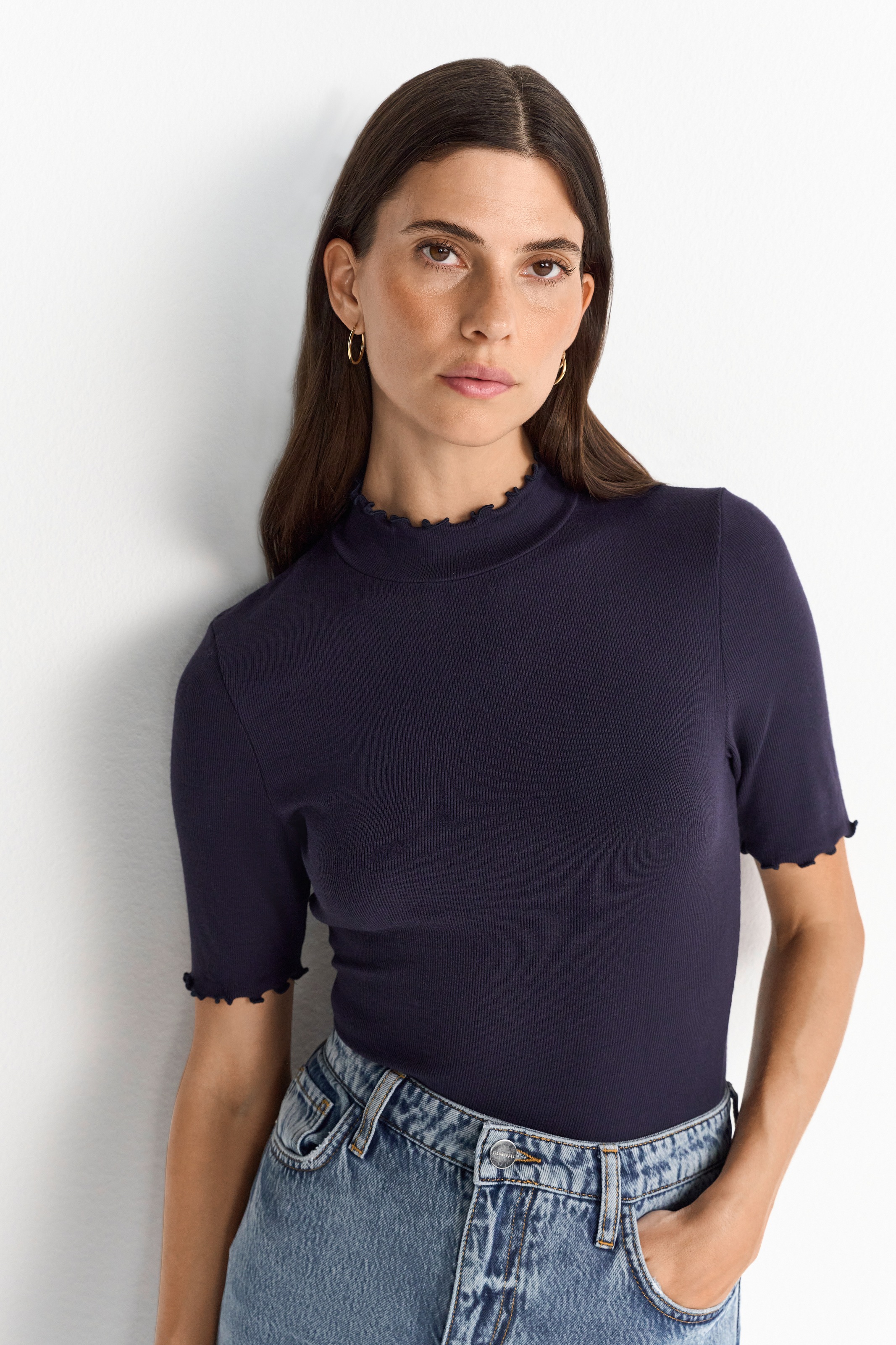 Image of RICHROYAL Rollkragenshirt mit gewellten Kanten