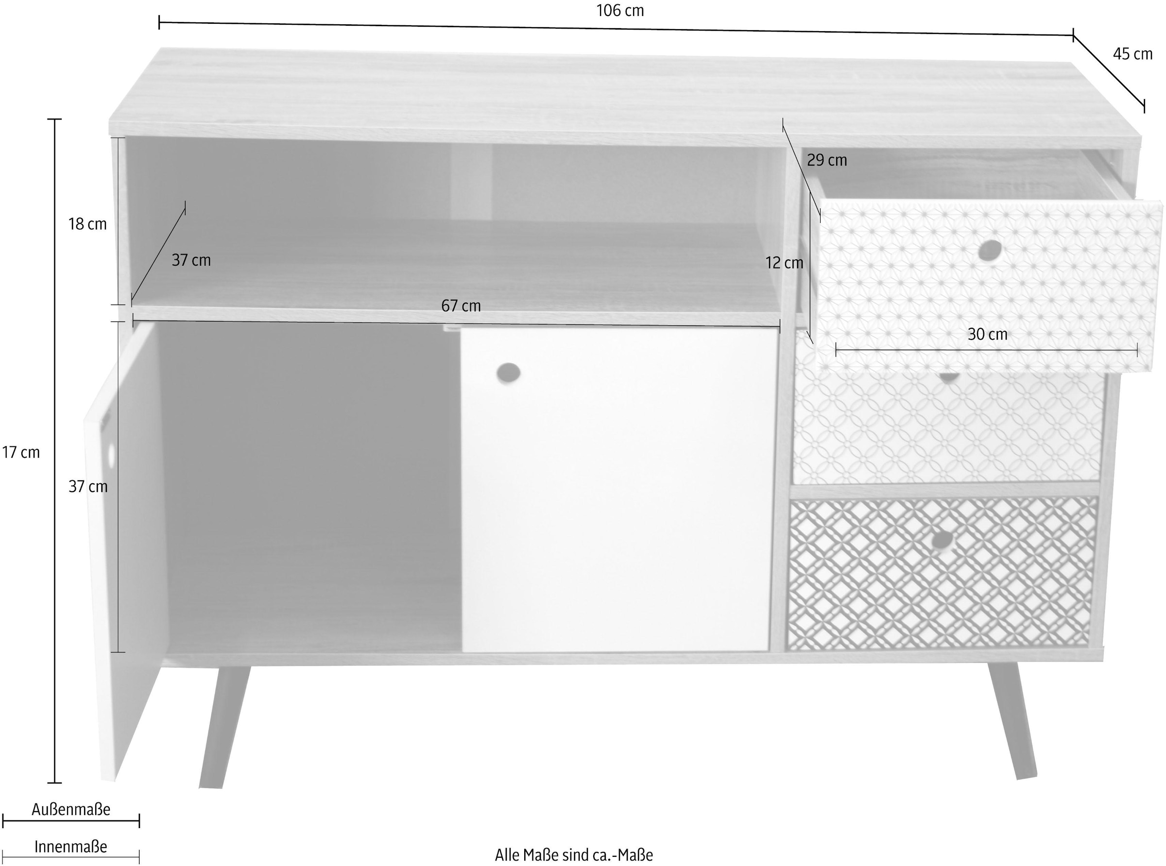 SIT Sideboard »Kommode MAILBOX – Scandi-Shabby Chic Anrichte mit 3 Schubladen« Scandi-Shabby Chic Sideboard mit 3 Schubladen & 2 Türen