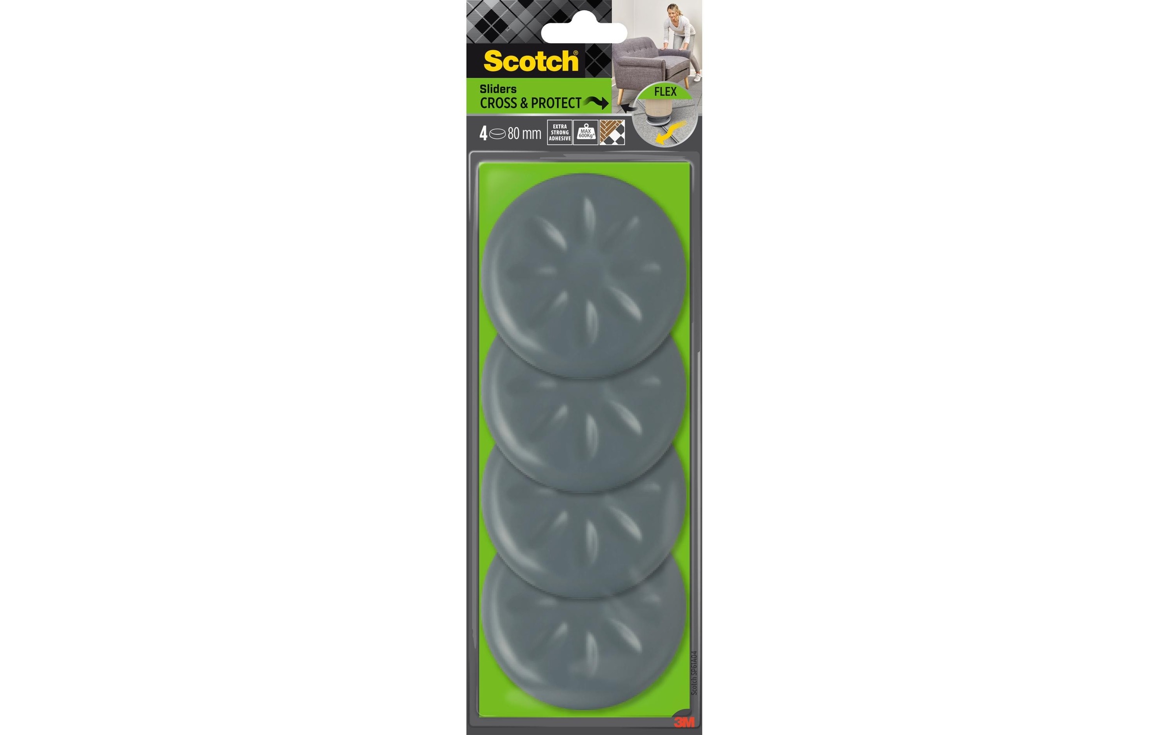   Pied de meuble »Scotch Flexibal, Ø 80 mm, 4er Pack« Selbsthaftende Sliders für müheloses Verschieben von schweren Möbeln