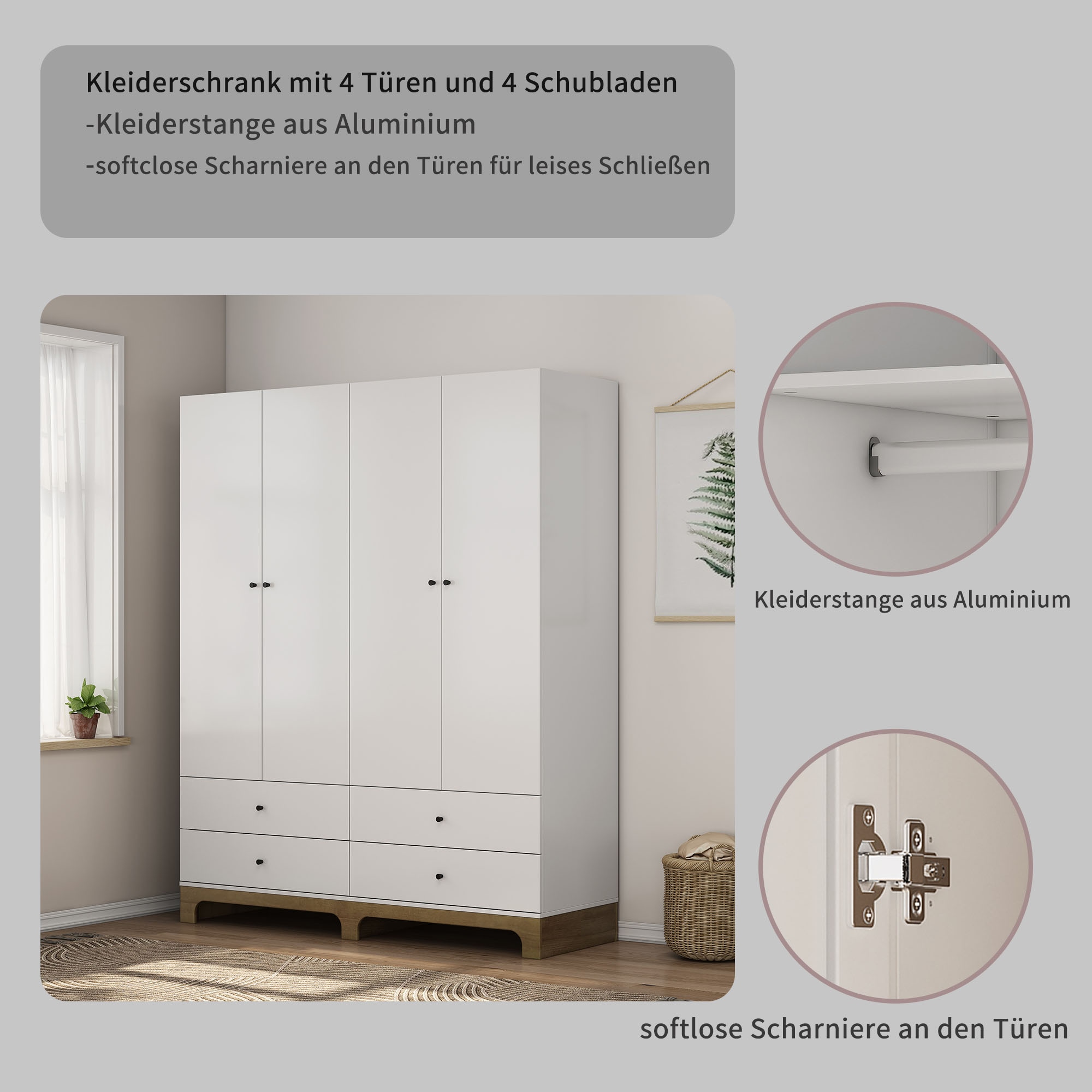 GOODproduct Kleiderschrank »Oslo Schlafzimmerschrank Garderobe weiss Landhaus Bestseller«