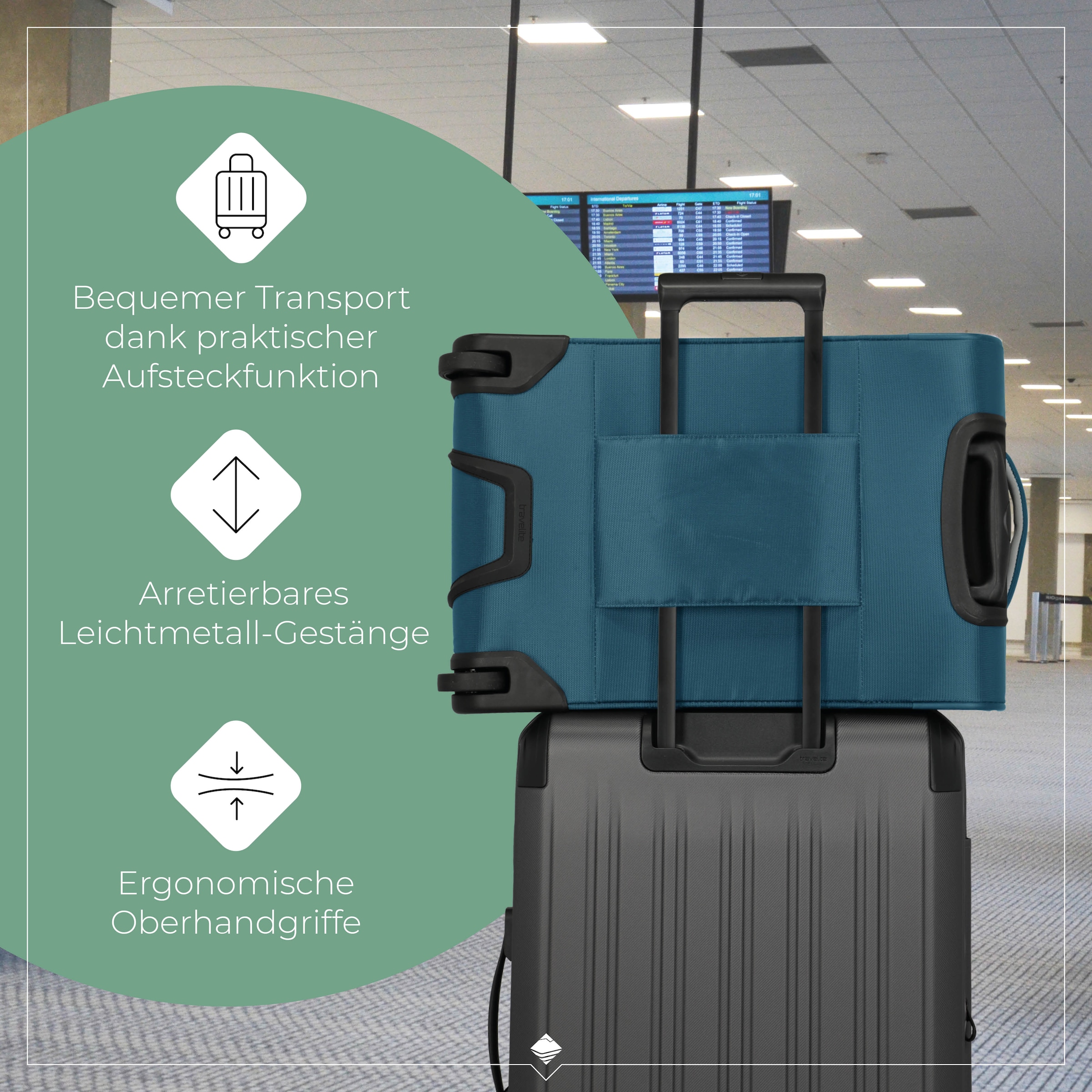 travelite Trolley pour bagages à main »JETPACK Slim 2 Cabin Handgepäck Koffer« 40 litre 4 Rollen bagages souples, compatibles avec de nombreuses compagnies aériennes courantes