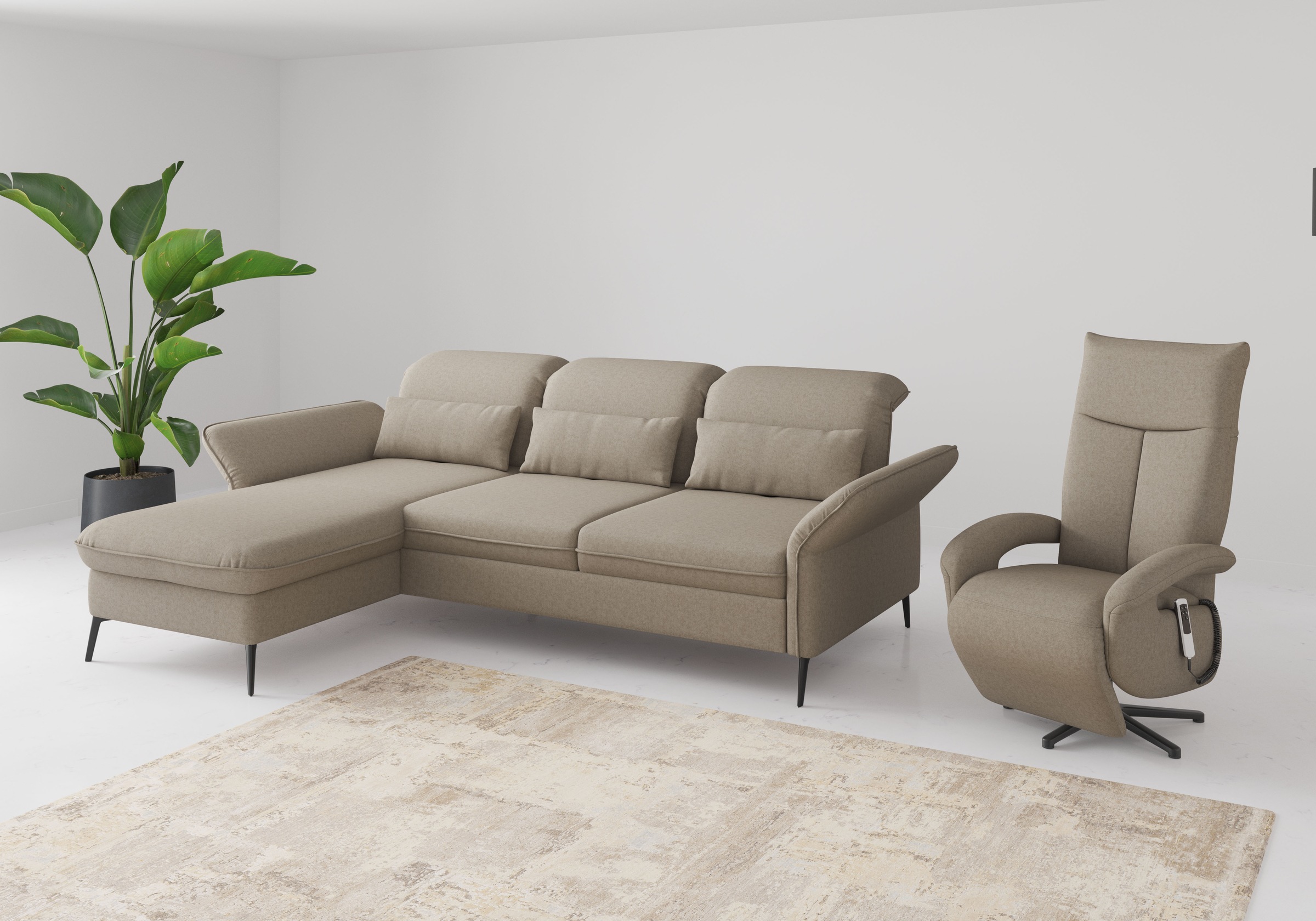 sit&more Ecksofa »Emely«, mit Sitztiefenverstellung optional mit Bettfunktion und Bettkasten