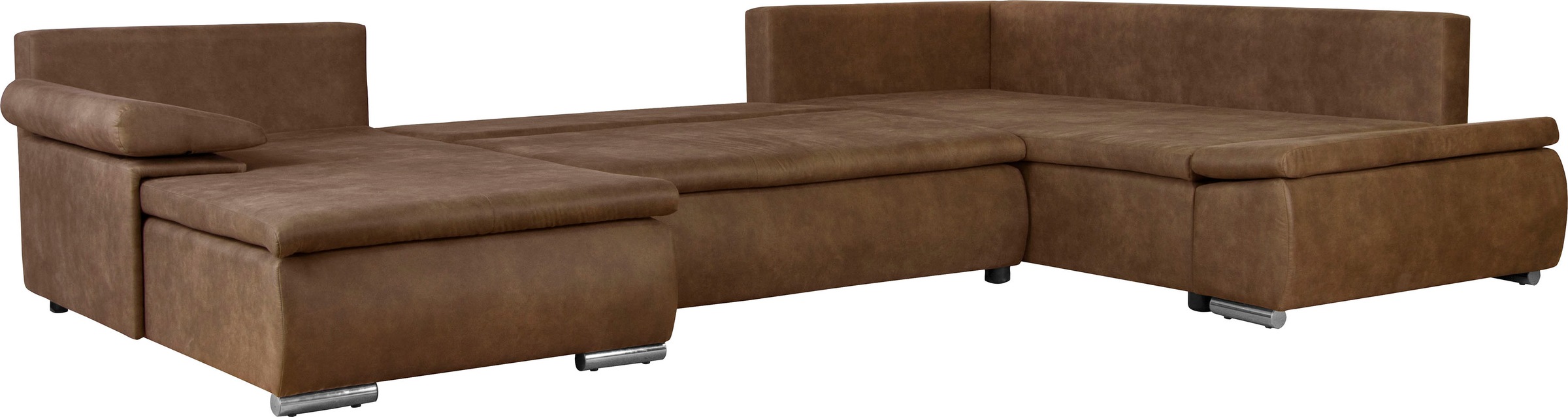 Home affaire Wohnlandschaft »Acra U-Form« mit Bettfunktion und Bettkasten, in Mattenoptik