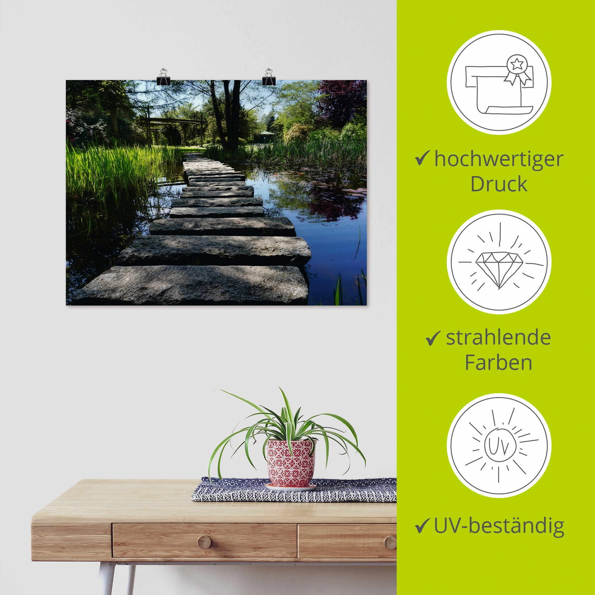 Artland Wandbild »Weg am Teich«, Gewässer, (1 St.), als Leinwandbild, Poster, Wandaufkleber in verschied. Grössen