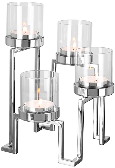 Image of Fink Kerzenhalter "GRANT, Weihnachtsdeko" aus Edelstahl und Glas, 4-flammig, Adventsleuchter