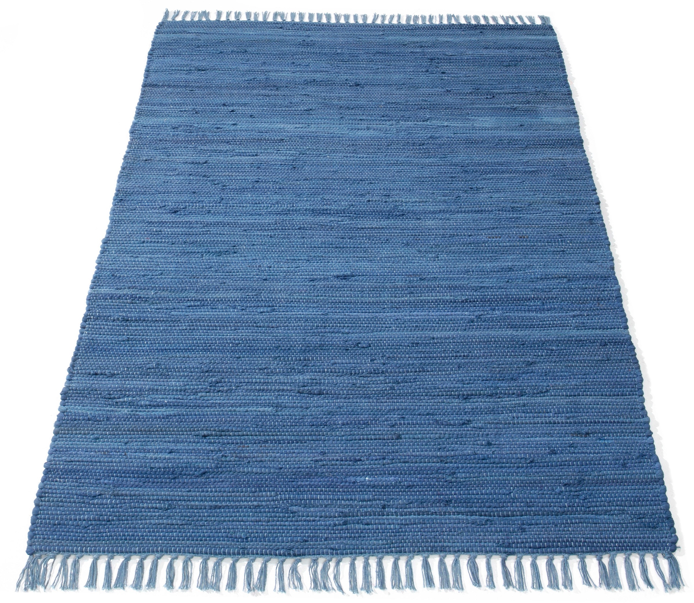 Image of my home Teppich »Laurelie«, rechteckig, 6 mm Höhe, mit Fransen, 100% Baumwolle, einfarbiger Wendeteppich, idealer Teppich für Wohnzimmer, Schlafzimmer, Esszimmer bei Ackermann Versand Schweiz