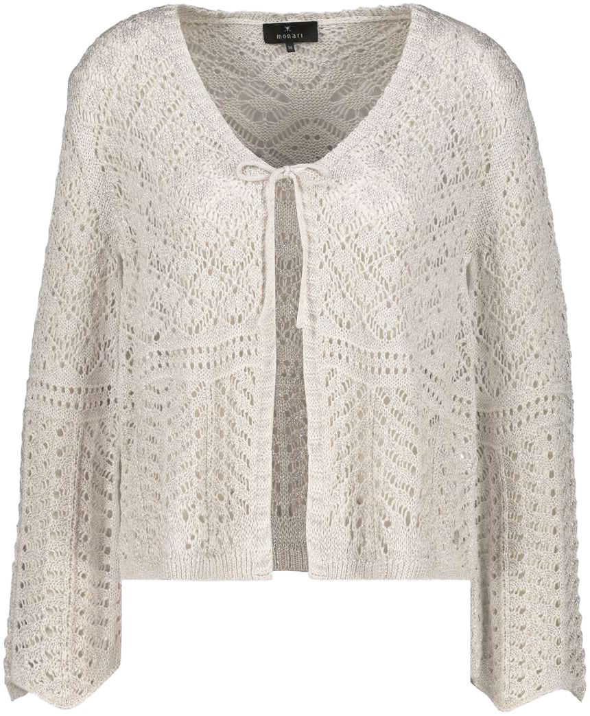 Monari Ajourstrickjacke, mit Bändchen als Verschluss