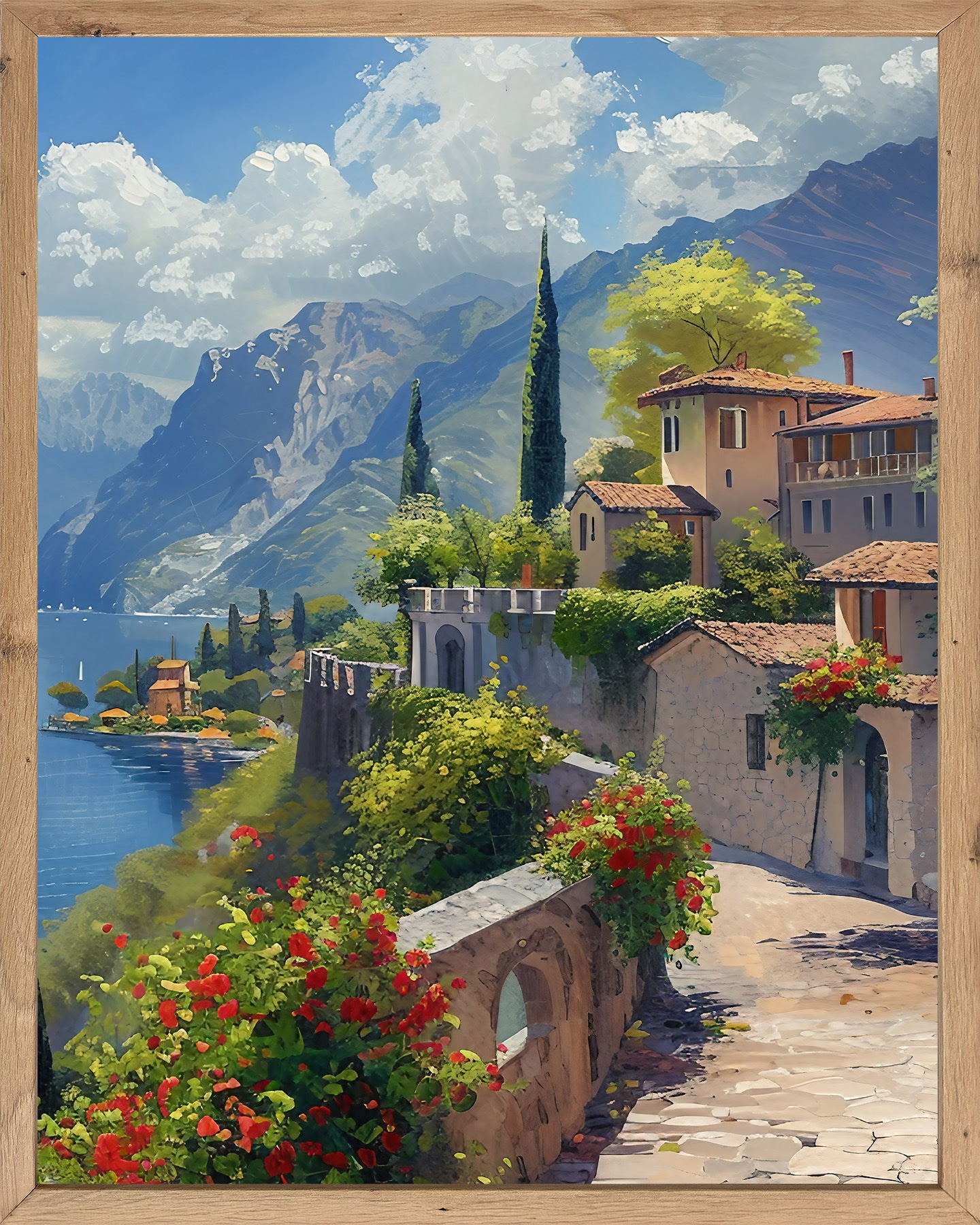 Image of Bönninghoff Bild mit Rahmen "Wandbild gerahmt LAKE GARDA 40x50 cm – Natur Wandbild beruhigend" Berge & Alpenbilder Italien See mit dekorativem Rahmen