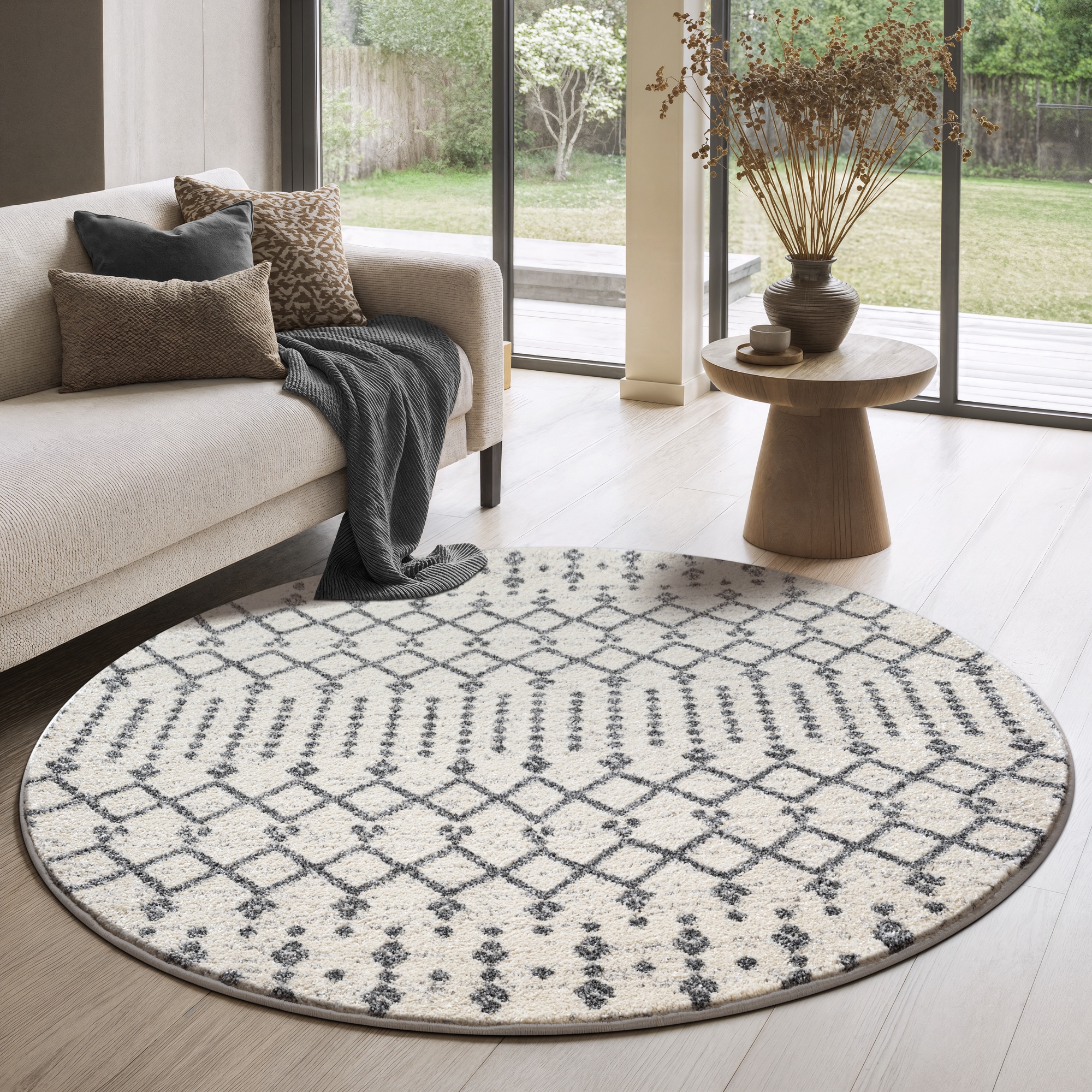 Sanat »Boho 8203  , auch als Läufer und in Rund« Rond 10 mm Höhe poils courts, robuste, bohème, scandinave, compatible chauffage au sol
