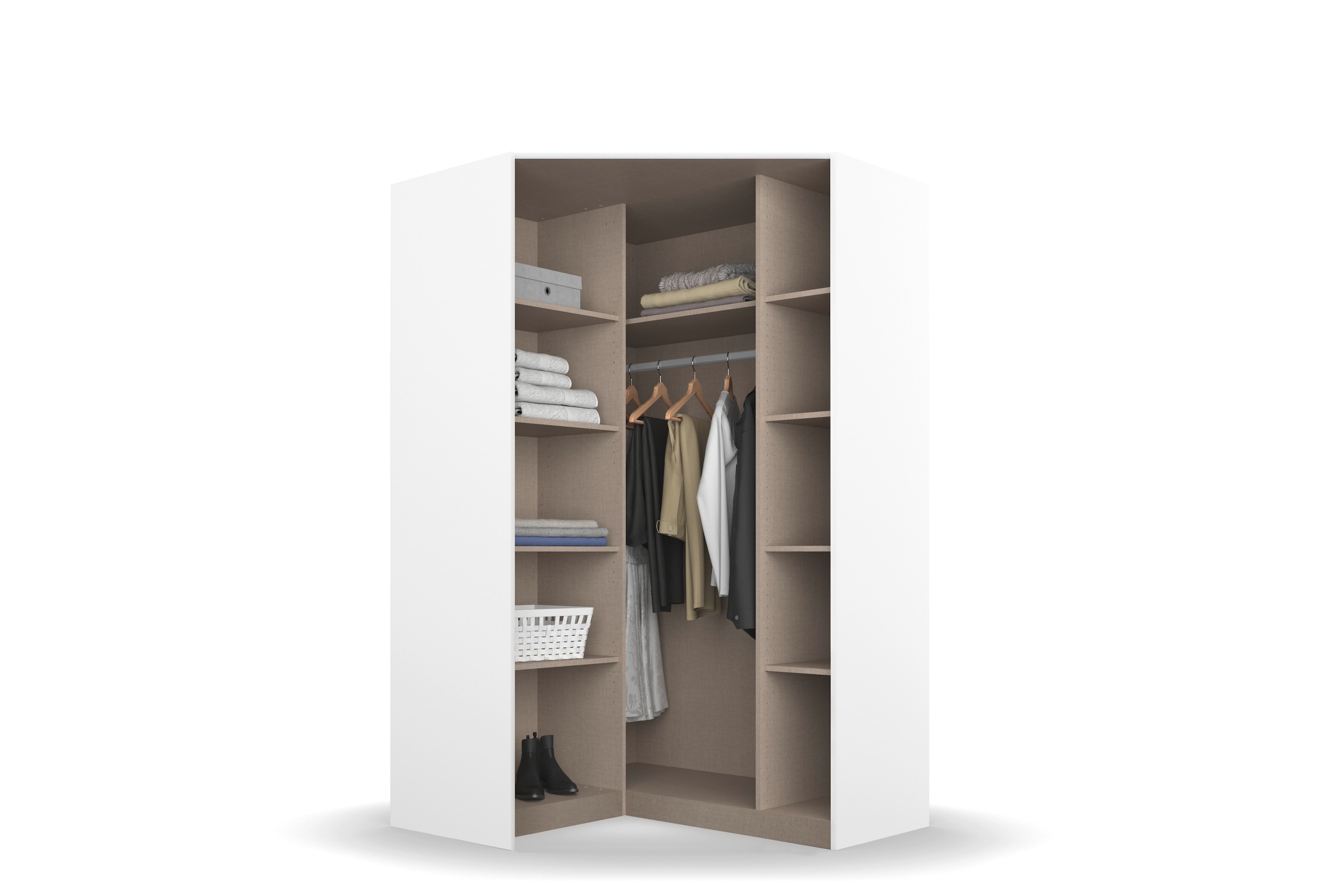 GOODproduct Kleiderschrank »Eckschrank Mehrzweckschrank Ankleide Schlafzimmer Garderobe AGORDO« Eiche Artisan/Kaschmir, ausgestattet mit viel Stauraum MADE IN GERMANY