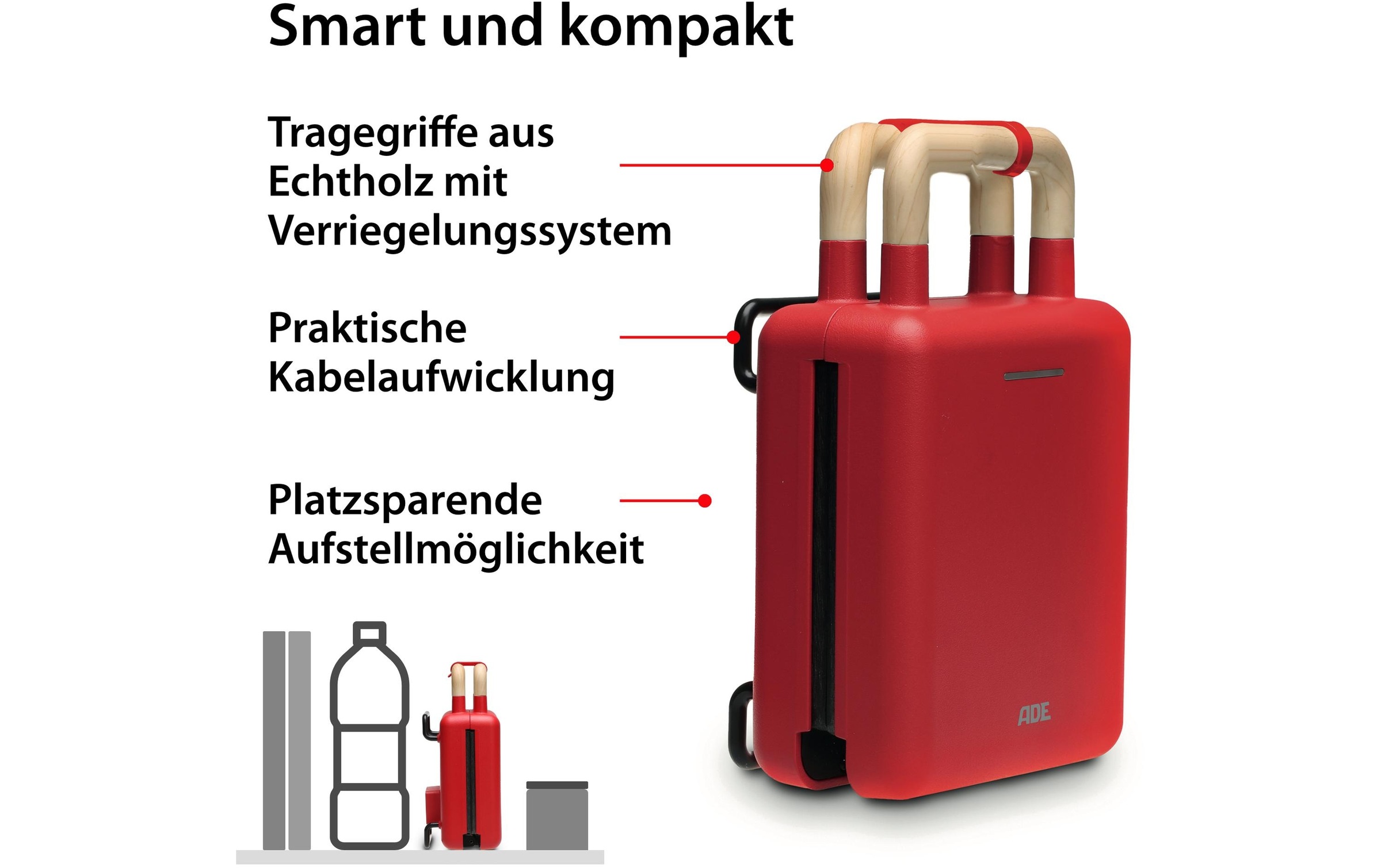 ADE Waffeleisen »Rot«, 600 W