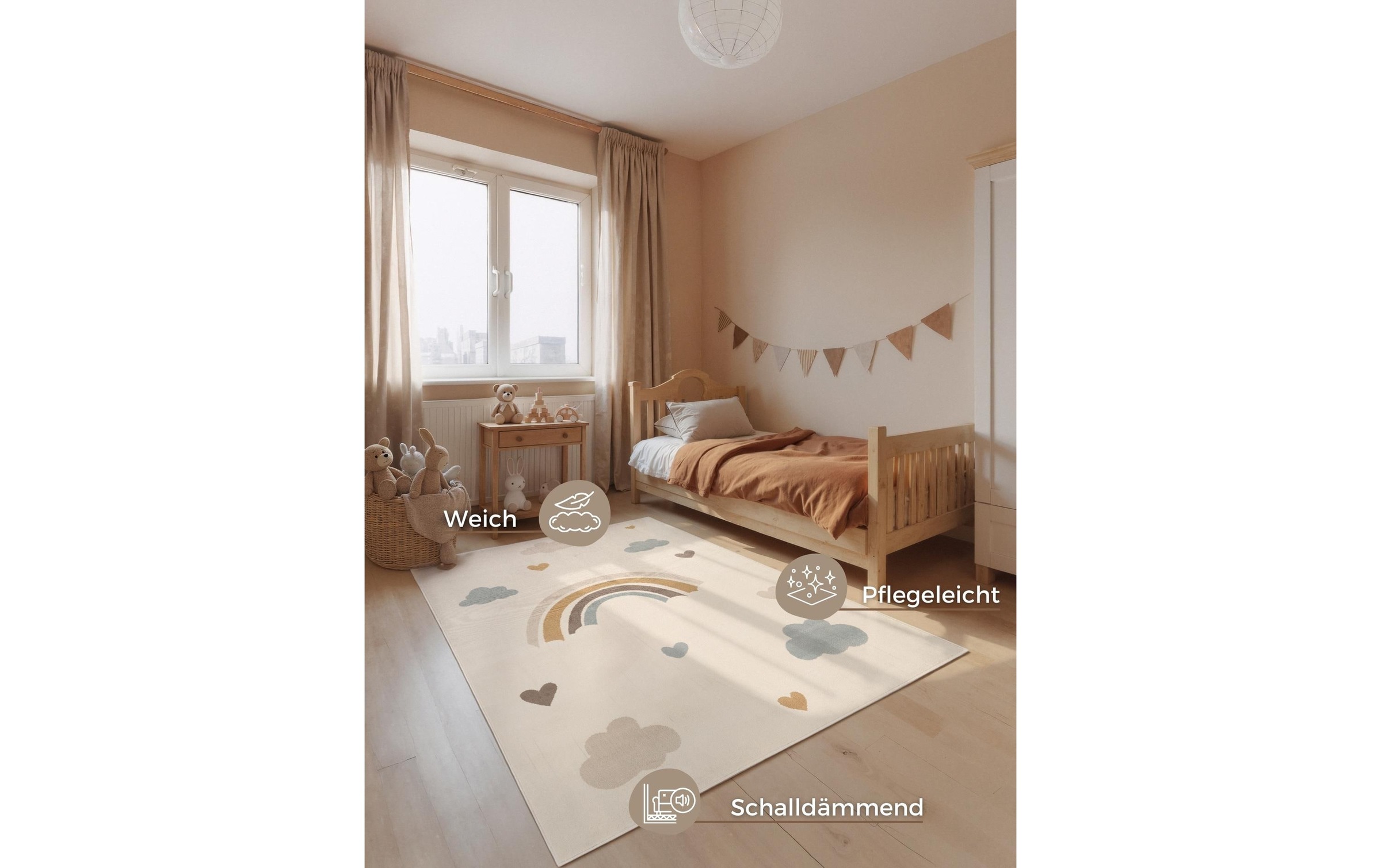 HANSE Home Kinderteppich »Skyla« rechteckig 10 mm Höhe Pflegeleicht, Weich, Kinderzimmer, Spielteppich, Spielunterlage