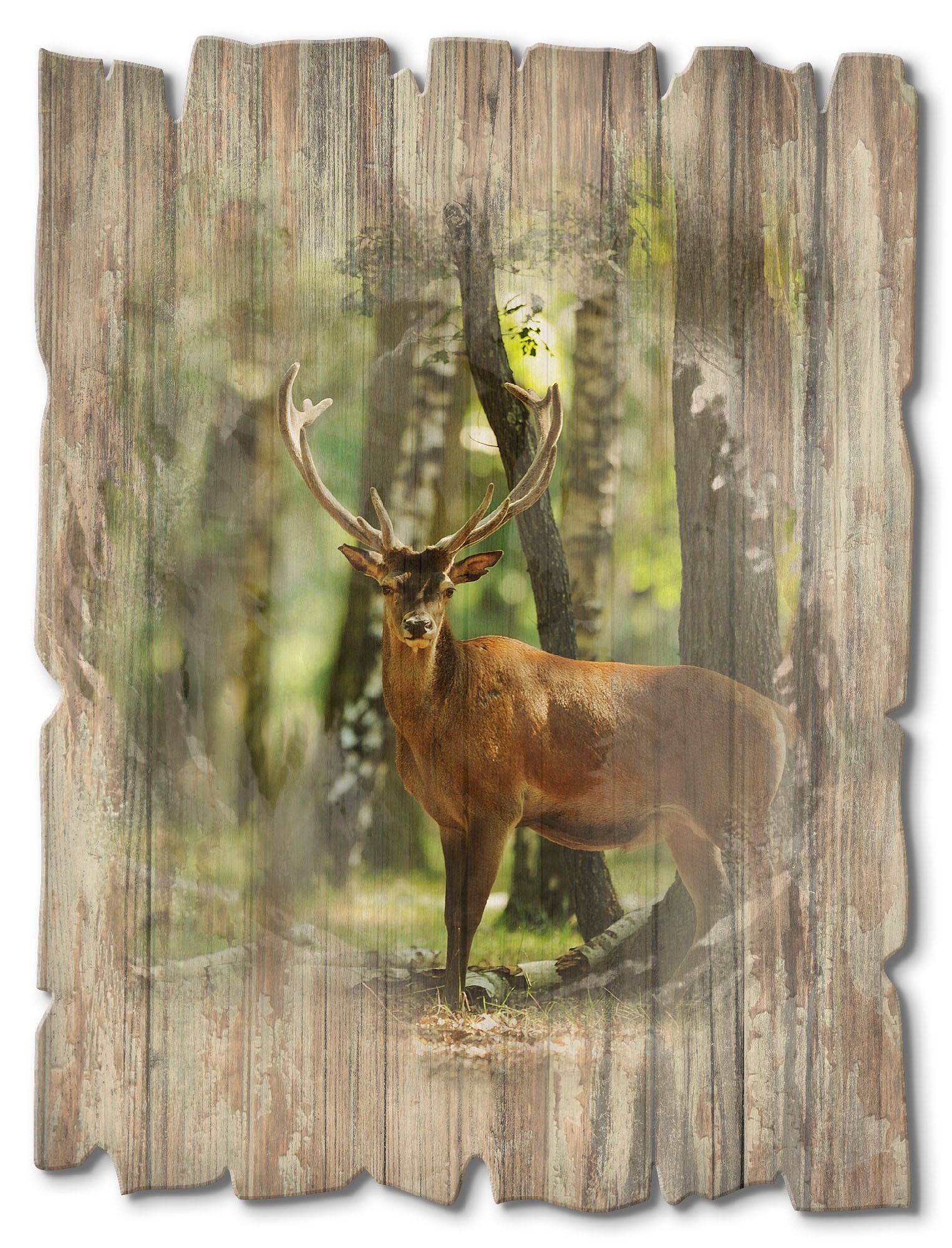 Image of Artland Holzbild "Hirsch 4 - Wald" Wildtiere 1 Stk. tlg.