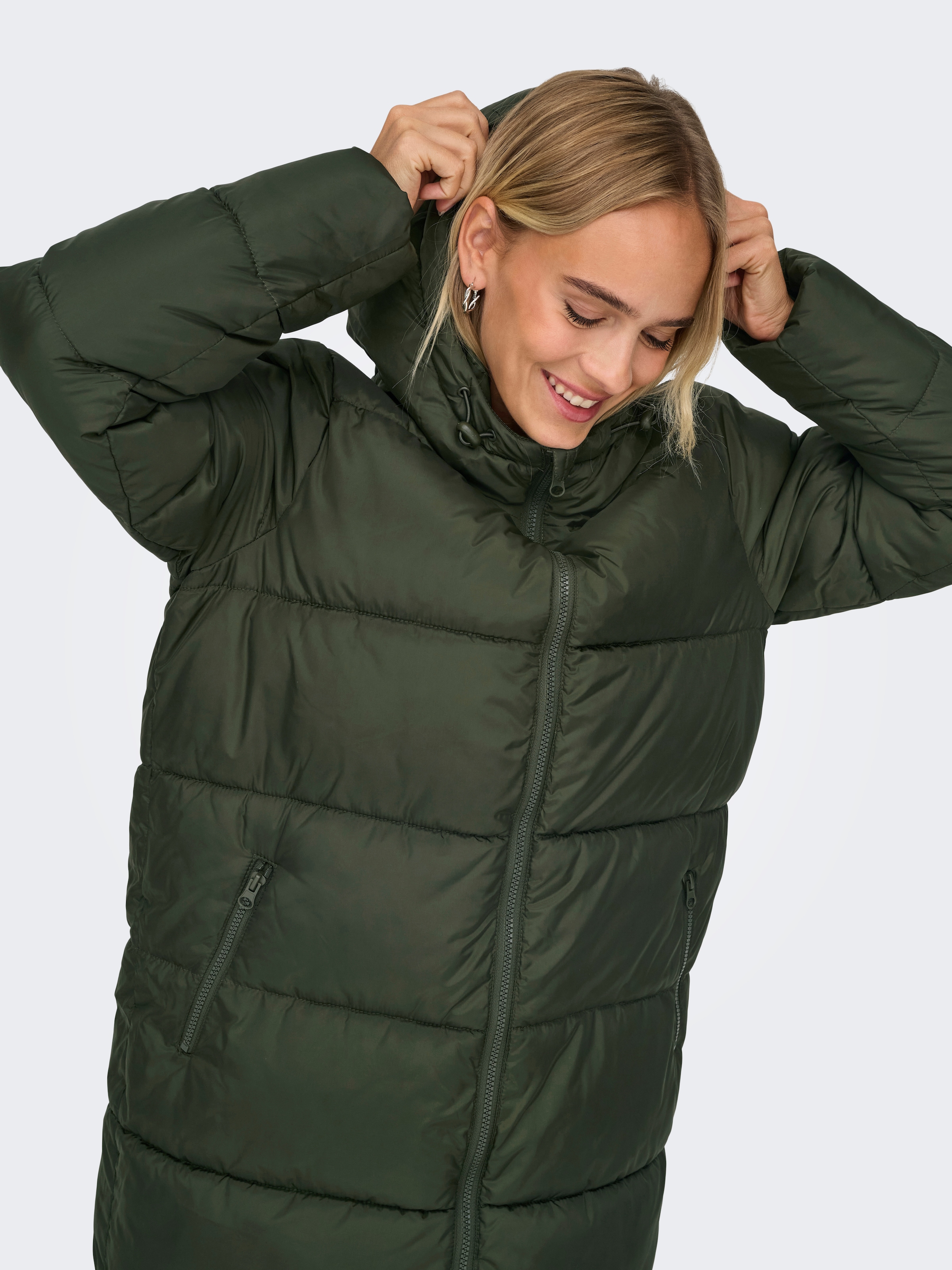 Image of ONLY Steppmantel "ONLMONTANA LONG PUFFER JACKET NOOS OTW" Kunstfaser