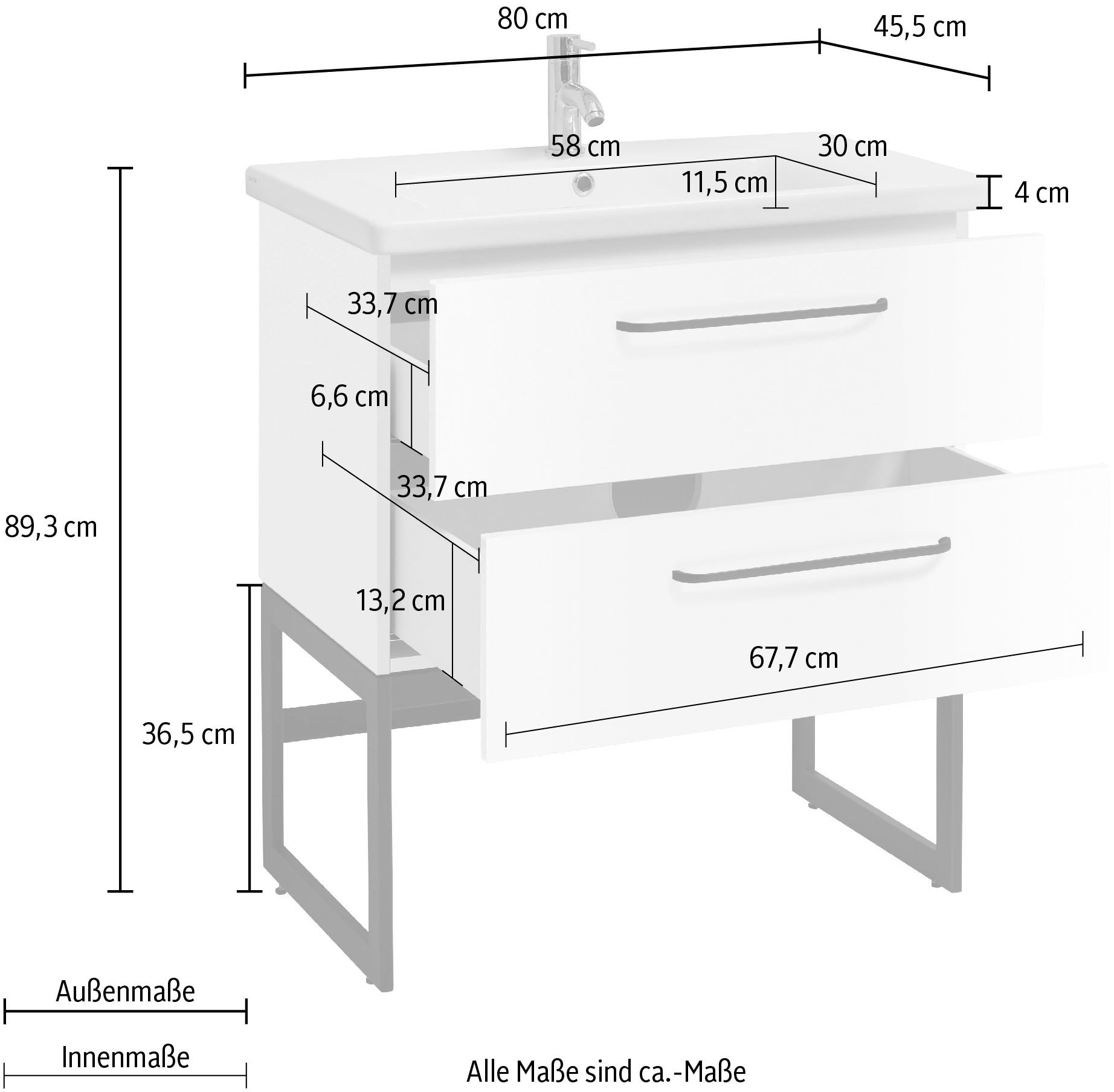 OPTIFIT Waschtisch »Yukon«, Breite 80 cm, mit Keramikbecken bequem kaufen