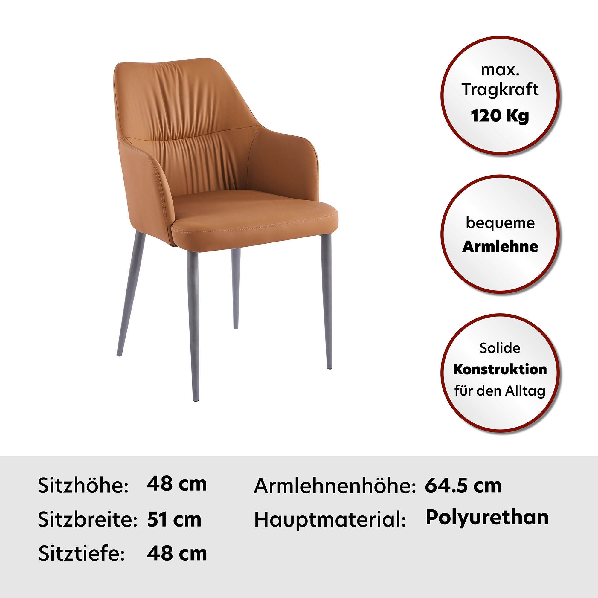 Kayoom Polsterstuhl »Stuhl Merit 125 2er-Set, bequemer Sitzkomfort, Handarbeit«, (Set), 2 St., Bequem gepolstert, mit Armlehne, Handmanufaktur