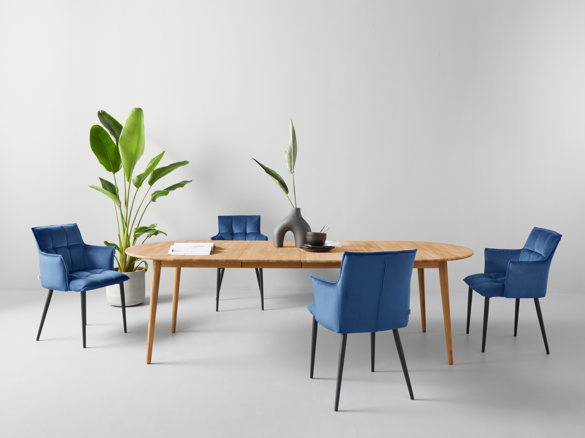 Image of GOODproduct Esstisch "Toarp" Massivholz Eiche Ausziehtisch, mit integrierter Einlegeplatte