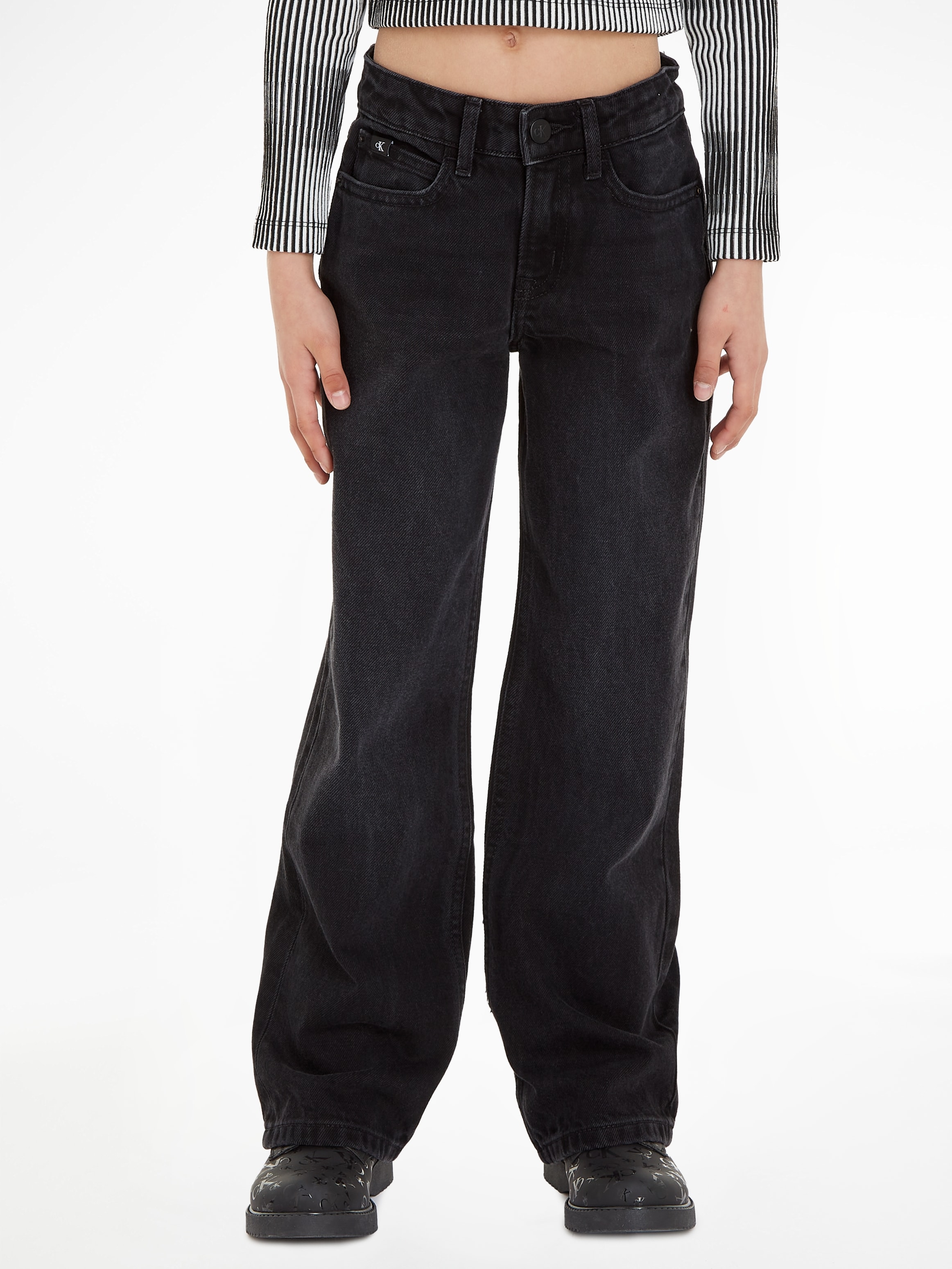 versandkostenfrei »WIDE BLACK« Jeans ♕ Klein Calvin WASHED LEG auf Stretch-Jeans