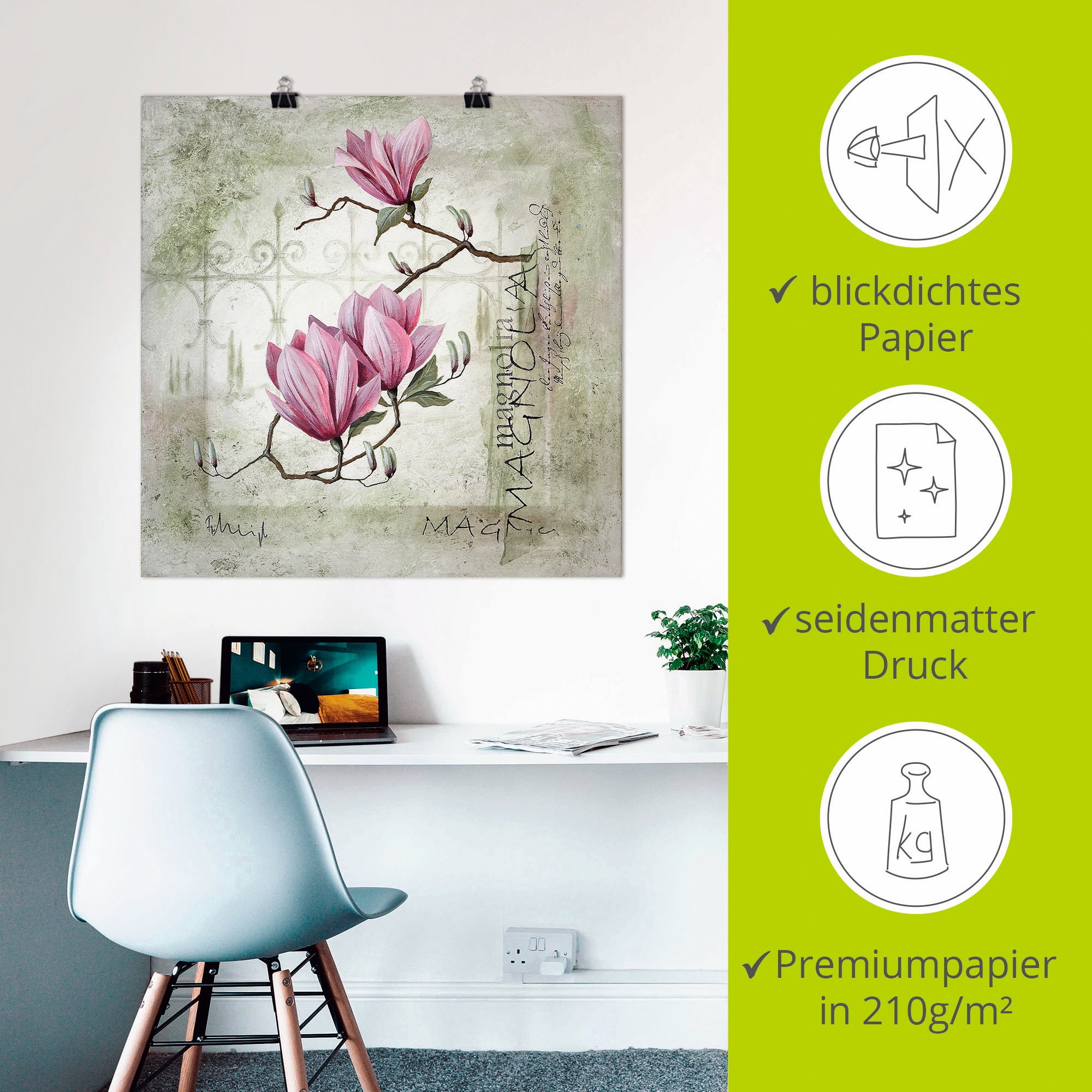 Artland Fresque murale »Pinke Magnolie« 1 cuis tlg. als Leinwandbild, Poster in verschied. Grössen