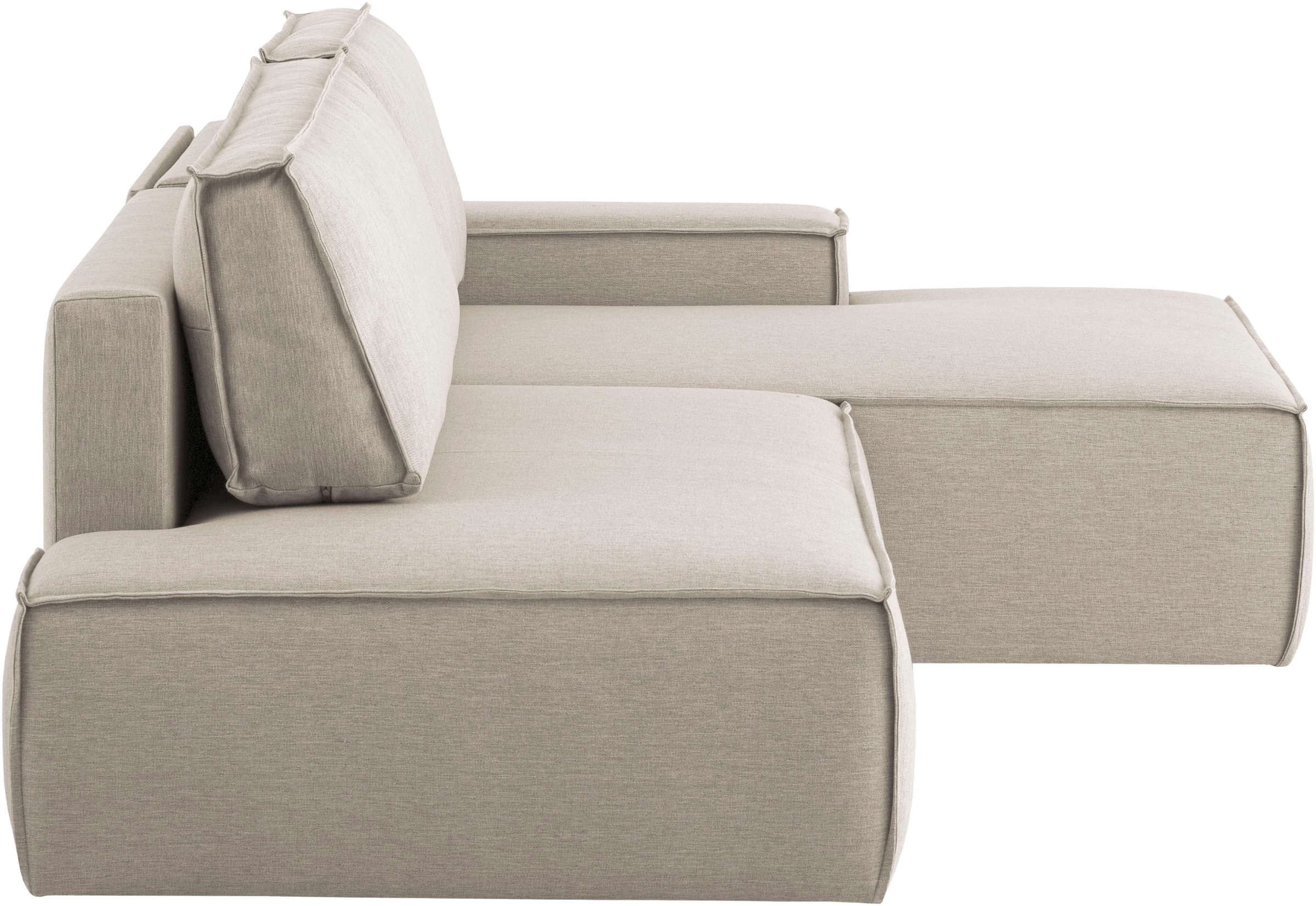 Home affaire Ecksofa »SHERWOOD,  Schlafsofa in L-Form offen (275cm), Cord, Leinenoptik« Schlaffunktion und Bettkasten, Kedernaht, hoher Sitz- & Liegekomfort,