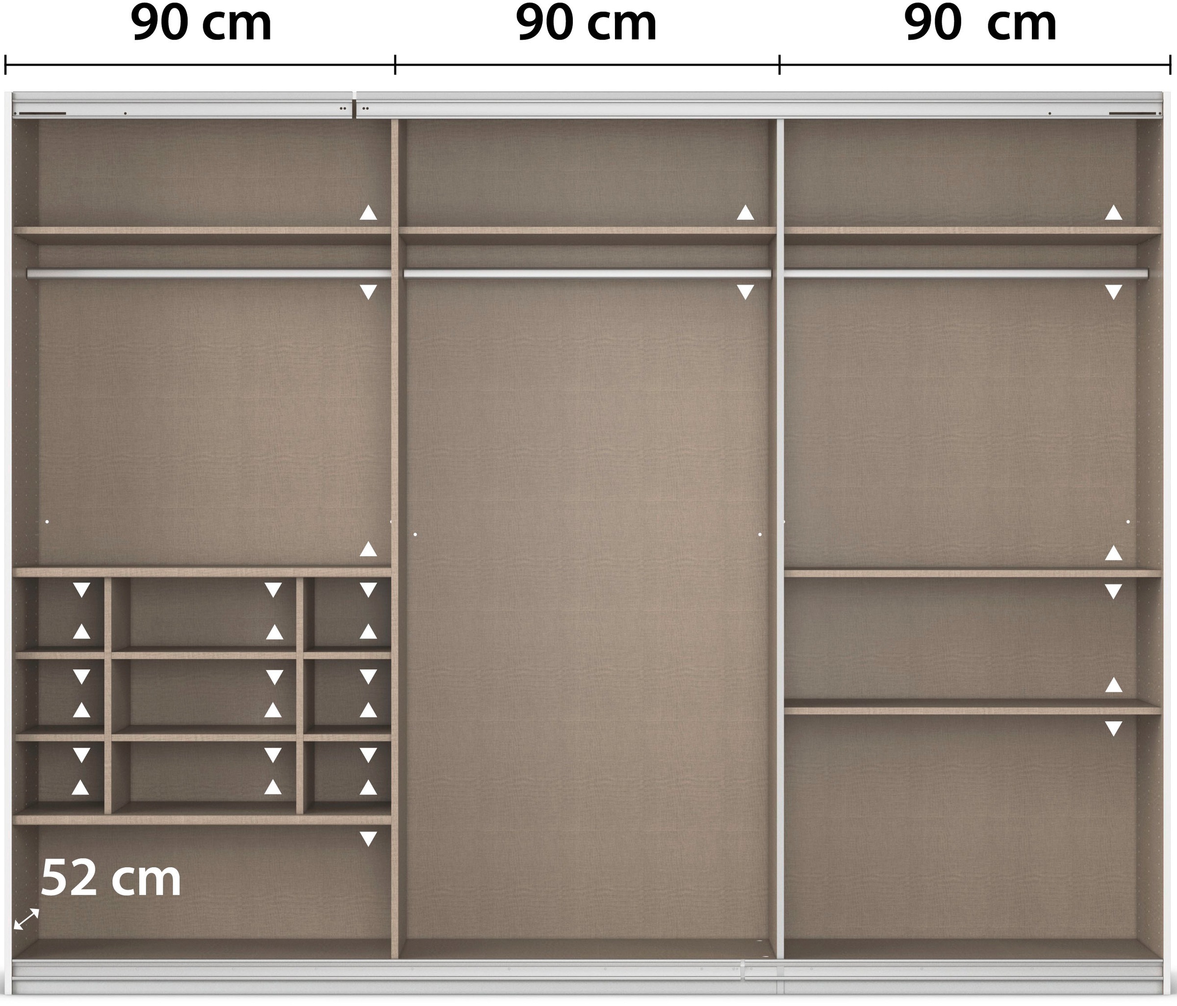 rauch Schwebetürenschrank »Kleiderschrank Schrank Garderobe Wäscheschrank TOMA«, inkl. Regaleinsatz sowie zusätzlichen Einlegeböden MADE IN GERMANY