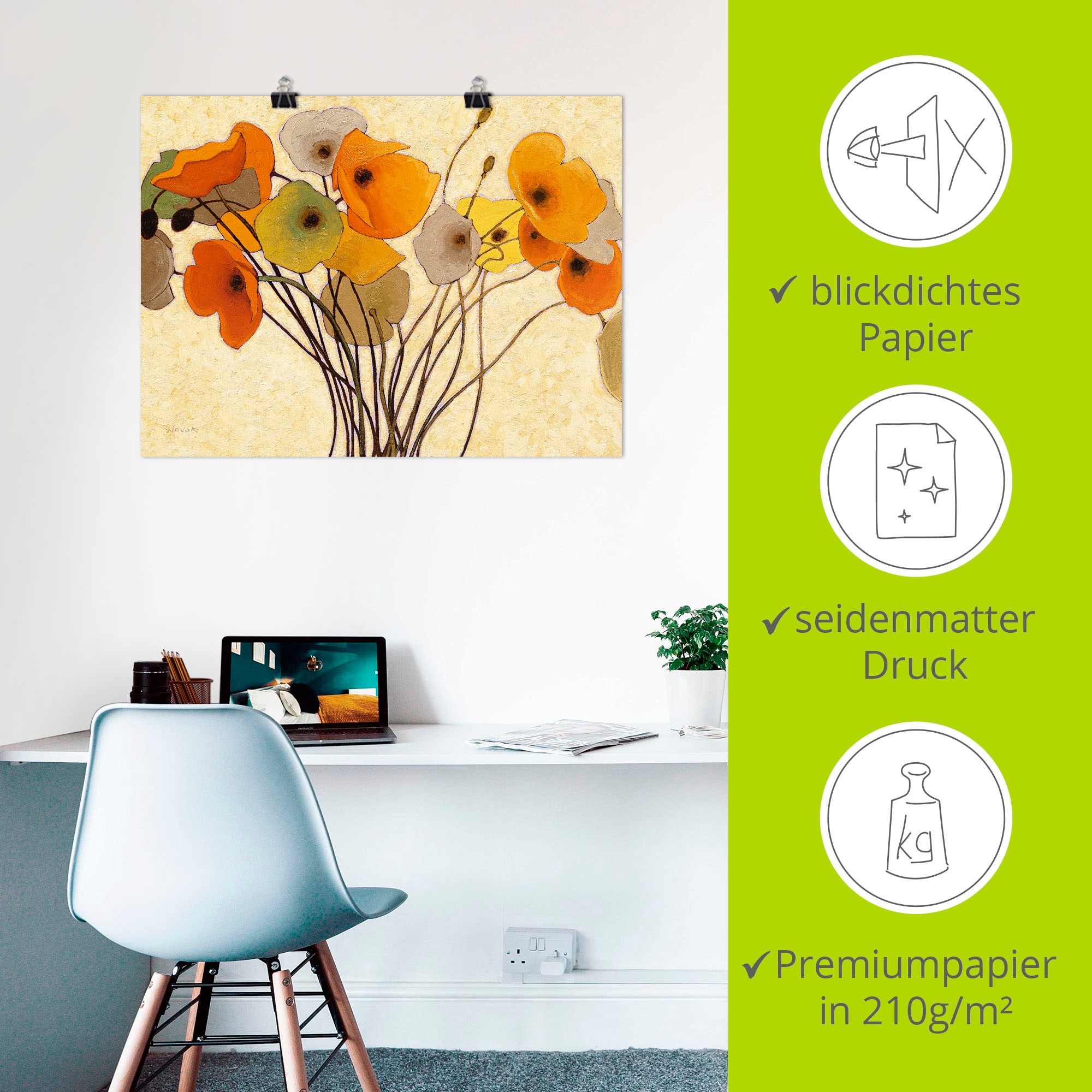 Artland Fresque murale »Kürbismohn I« 1 cuis tlg. als Leinwandbild, Poster in verschied. Grössen