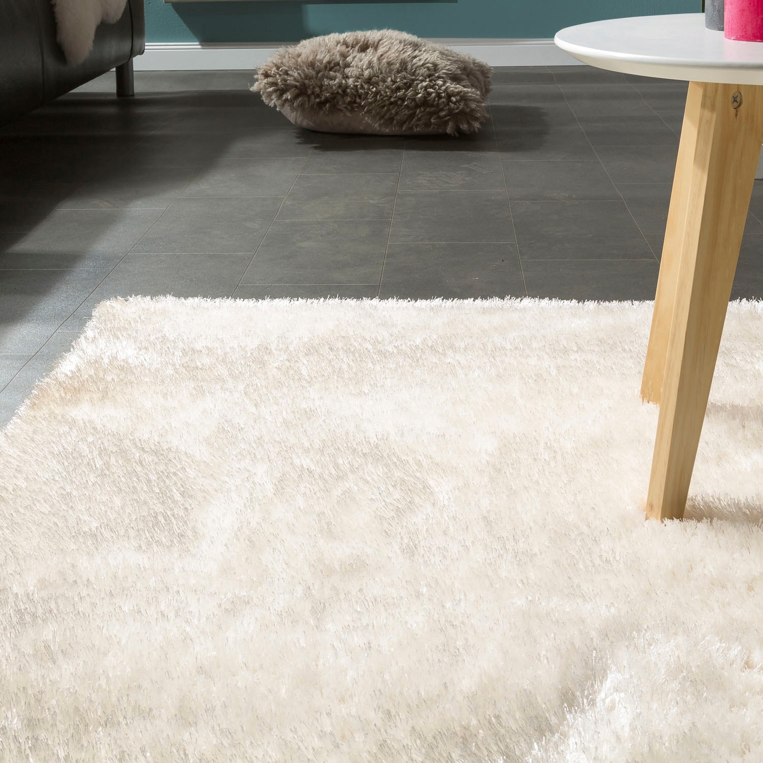 Paco Home Hochflor-Teppich »Touch 100«, rechteckig, 49 mm Höhe, weicher Uni Shaggy mit Glanz Garn, Wohnzimmer