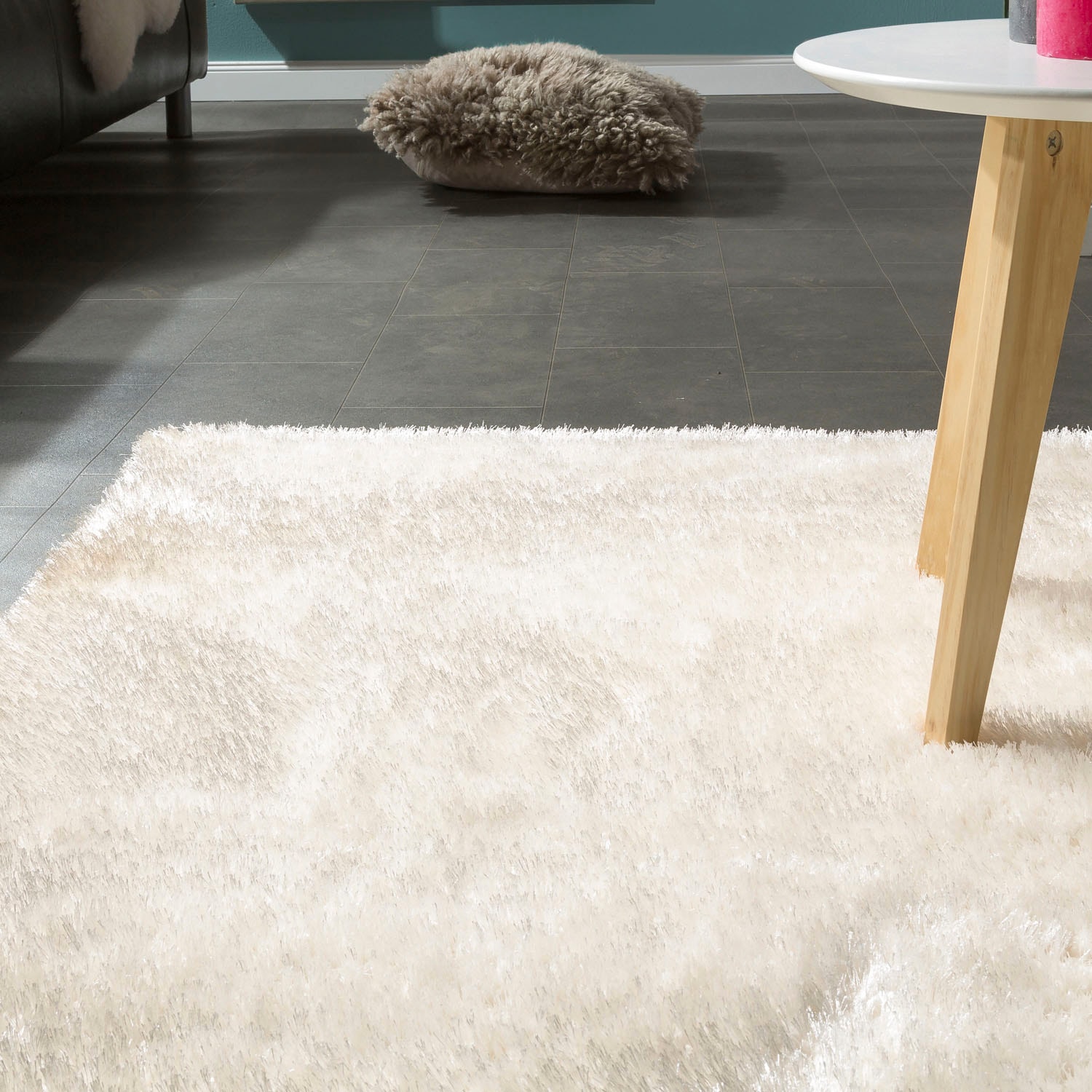 Paco Home Hochflor-Teppich »Touch 100«, rechteckig, weicher Uni Shaggy mit Glanz Garn, Wohnzimmer