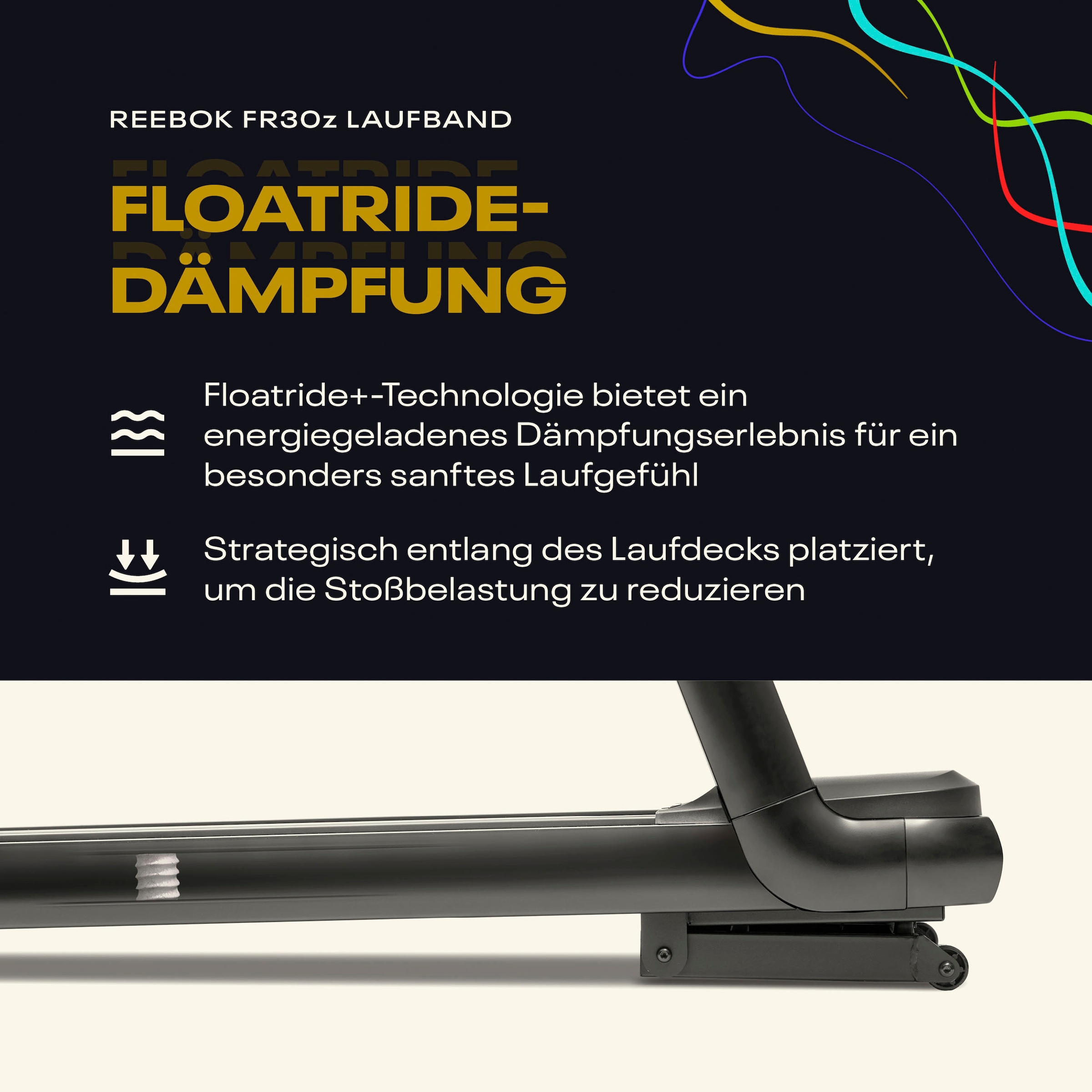 Reebok Laufband »FR30z Floatride«, (mit integriertem Ventilator und Tablet-Halterung), Bluetooth-Schnittstelle