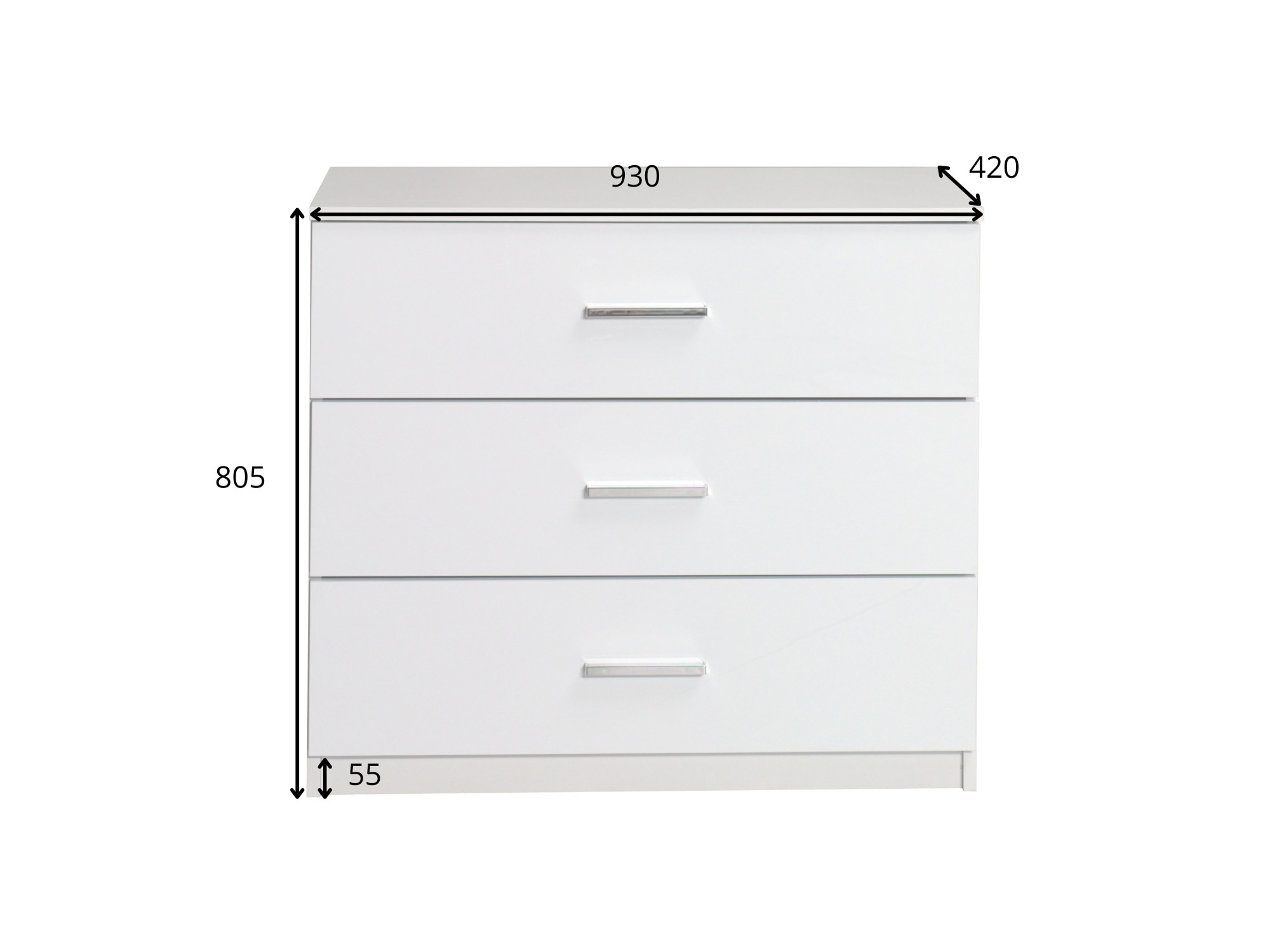 Home affaire Kommode »LANDERY Sideboard mit 3 Schubladen, weiss hochglänzend« Schubladenschrank mit viel Stauraum, Masse B/T/H: 93/42/80,5 cm