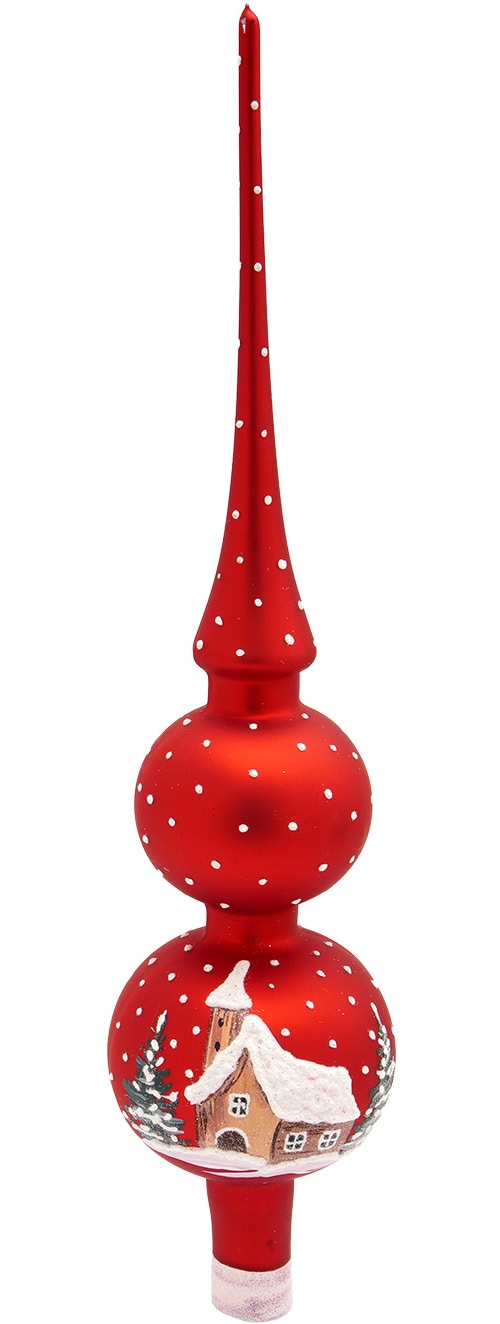 Krebs Glas Lauscha Pointe de sapin de Noël »Verschneite Kirche« Glas, 1 Stück
