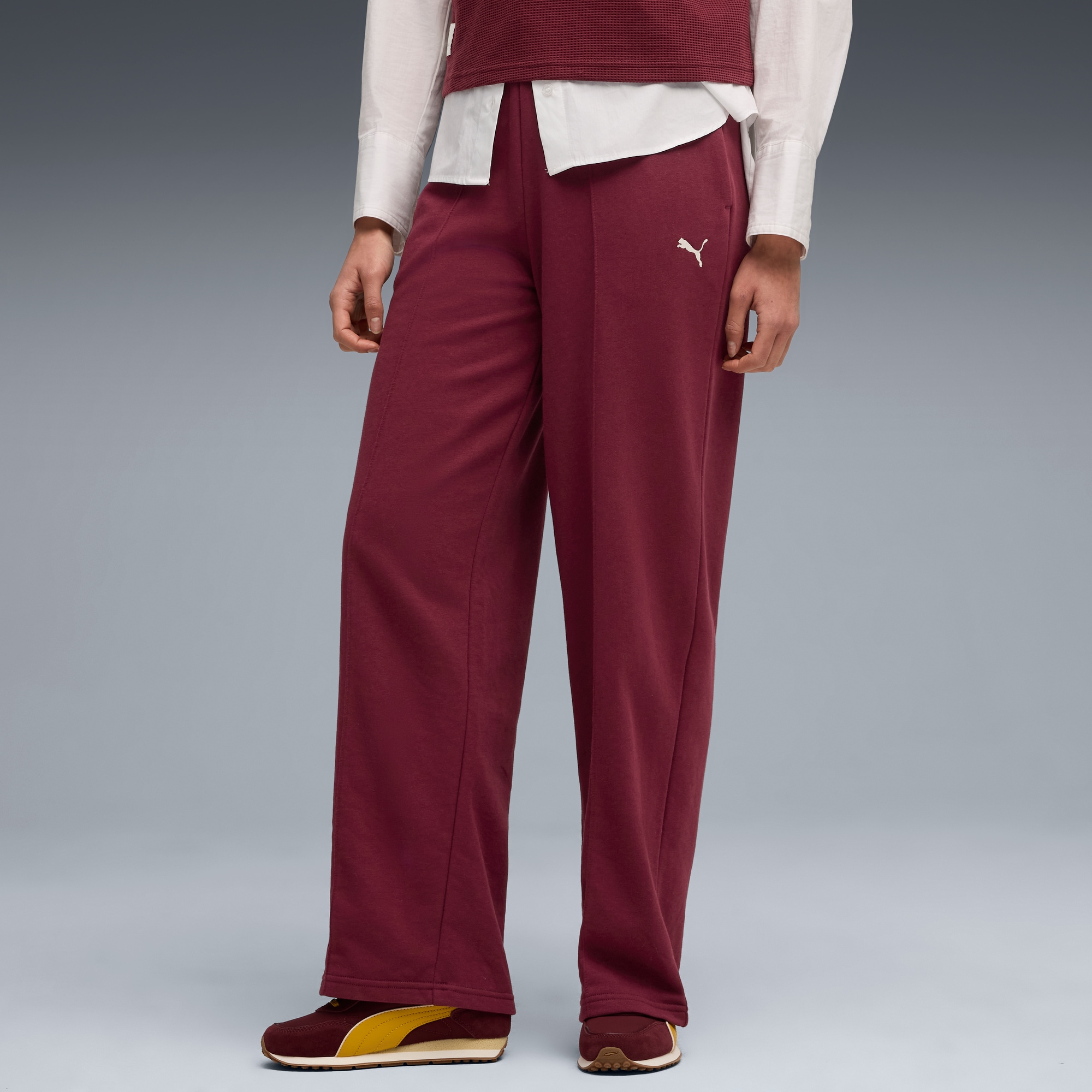 Image of PUMA Trainingshose "CLASS COMFORT PINNACLE HIGH-WAIST STRAIGHT PANTS TR OP" mit Eingrifftaschen, aus Baumwollmischung, pflegeleicht