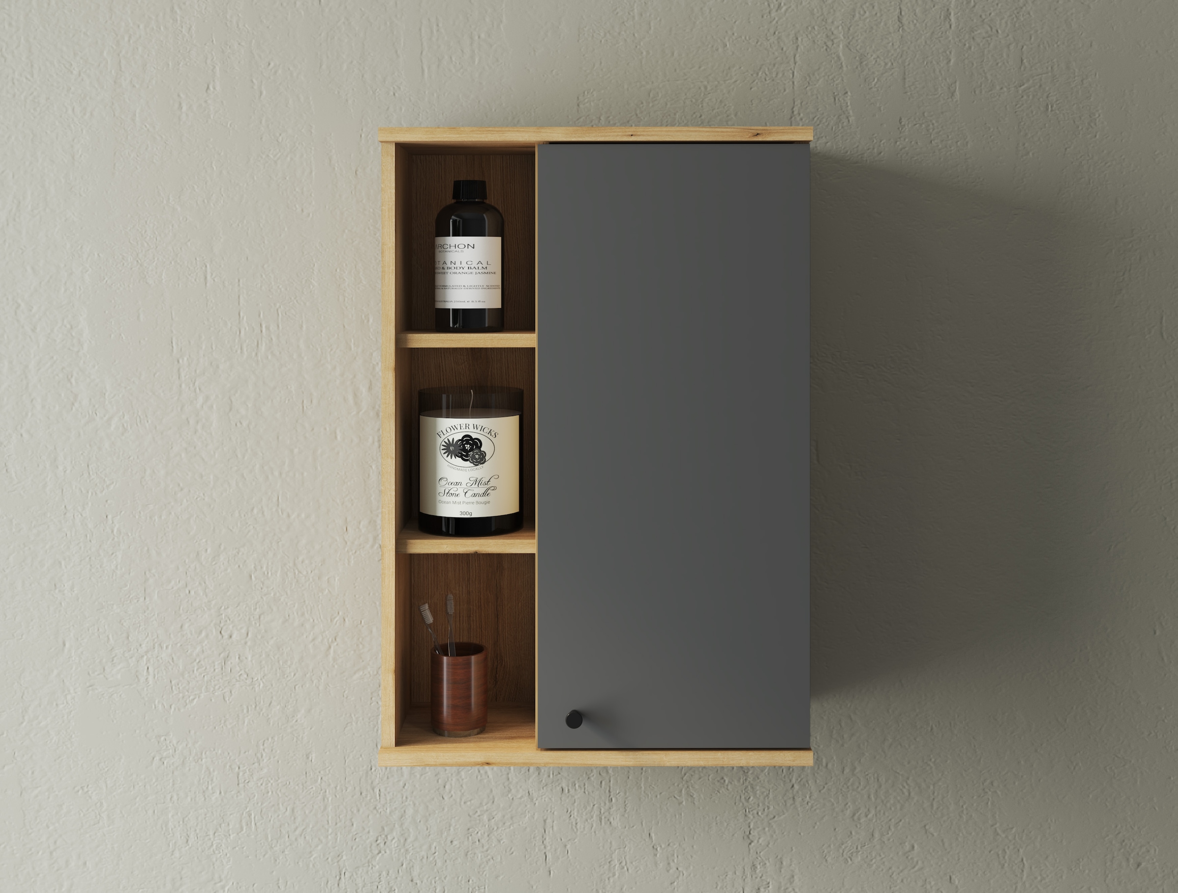 Home affaire Hängeschrank »Oslo, Badschrank mit Knopfgriff, Wandschrank im skandinavischen Design« in der Türfarbe Weiss oder Grau verfügbar, ausreichend Stauraum