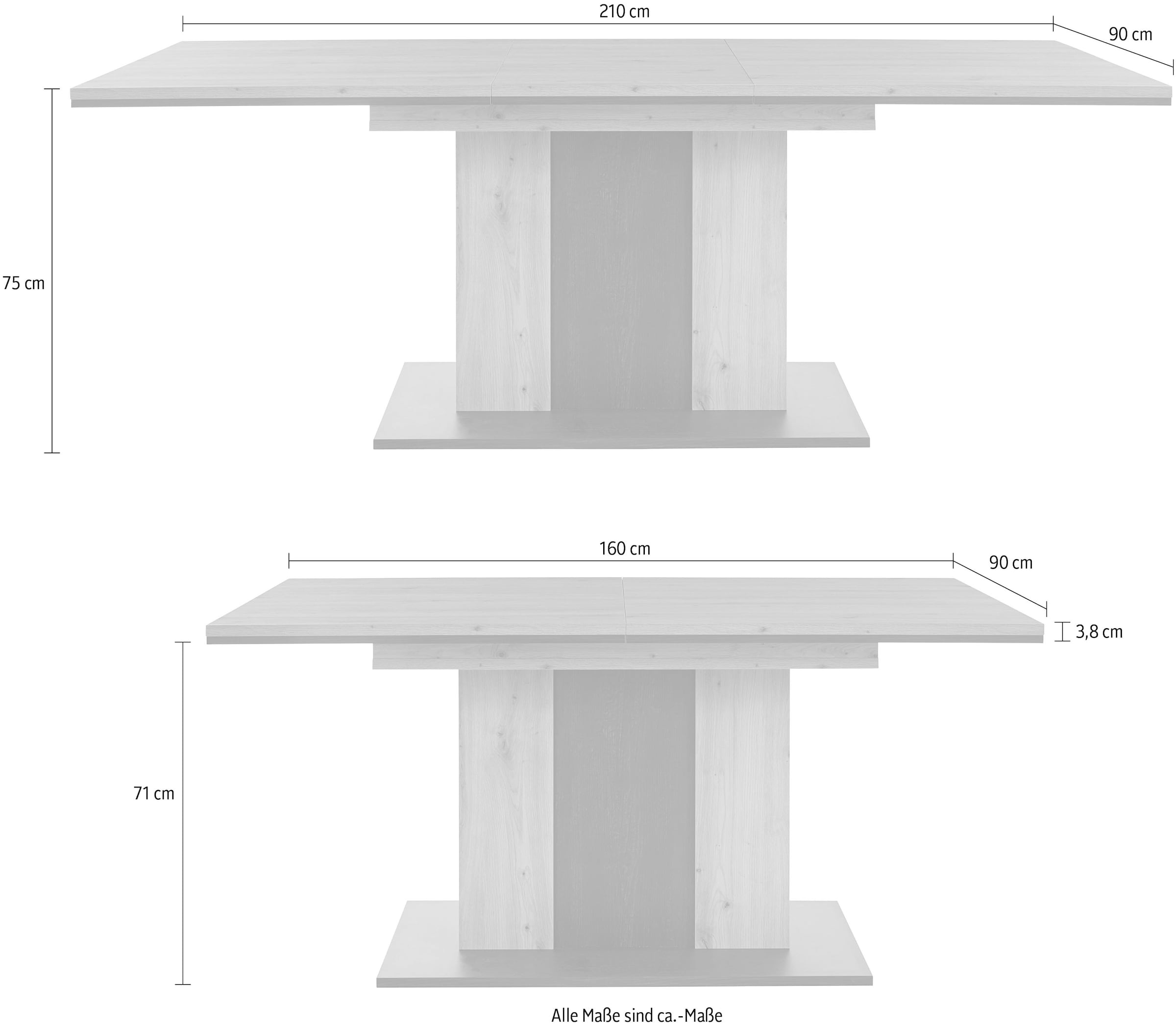 HELA Esstisch »Atlanta T« Ausziehbar von Breite 160-210 cm
