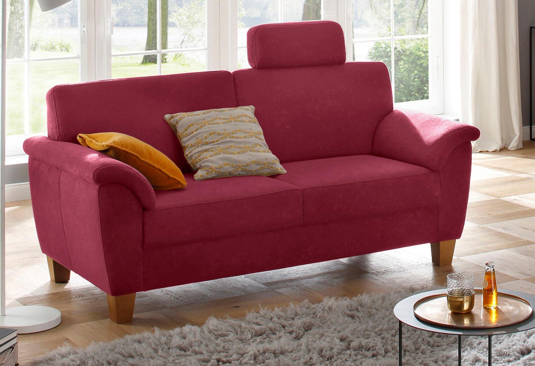 Home affaire 3-Sitzer »Alta« mit Federkern und Kontrastnaht, Füsse Buche eichefarben