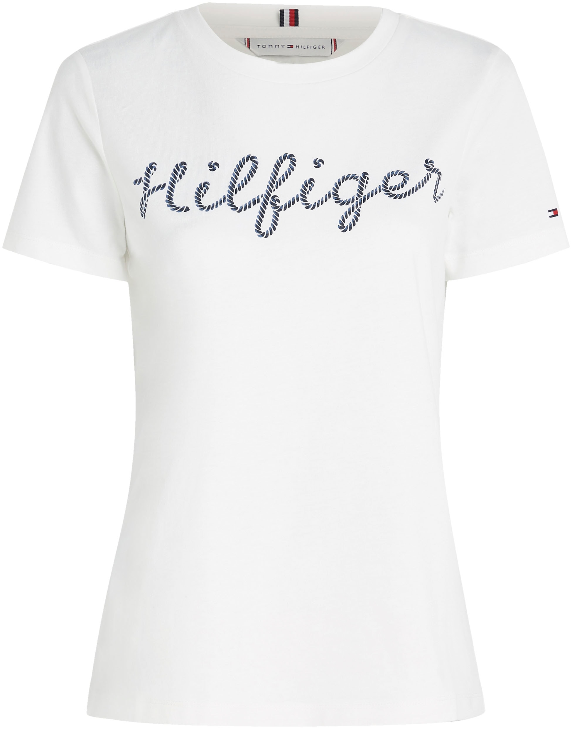 ♕ Tommy Hilfiger T-Shirt »REG ROPE PUFF PRINT C-NK SS«, mit grossem Tommy  Hilfiger Logoschriftzug auf der Brust versandkostenfrei auf