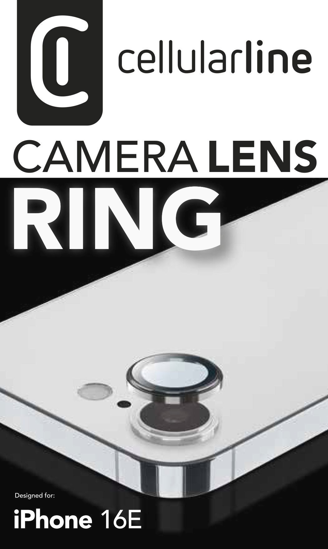 Cellularline Kameraschutzglas »Camera Lens Ring für Apple iPhone 16e«, für Apple iPhone 16e, Linsenschutzglas, Kameraglas, Lens Cover, kratz- & stossfest