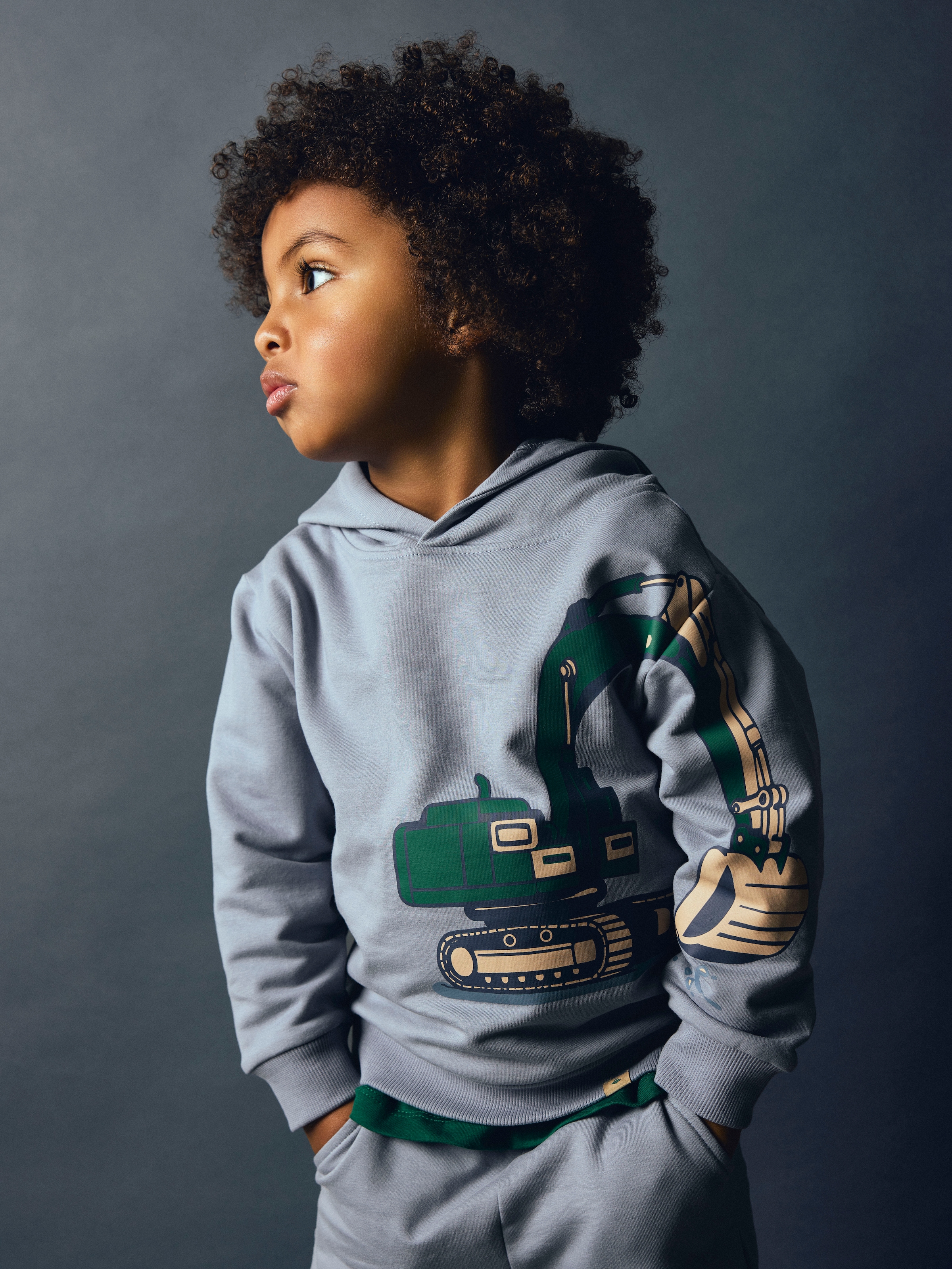 Image of Name It Kapuzensweatshirt "NMMNERO LS NREG SWEAT WH BRU", Baumwollmischung, regular fit