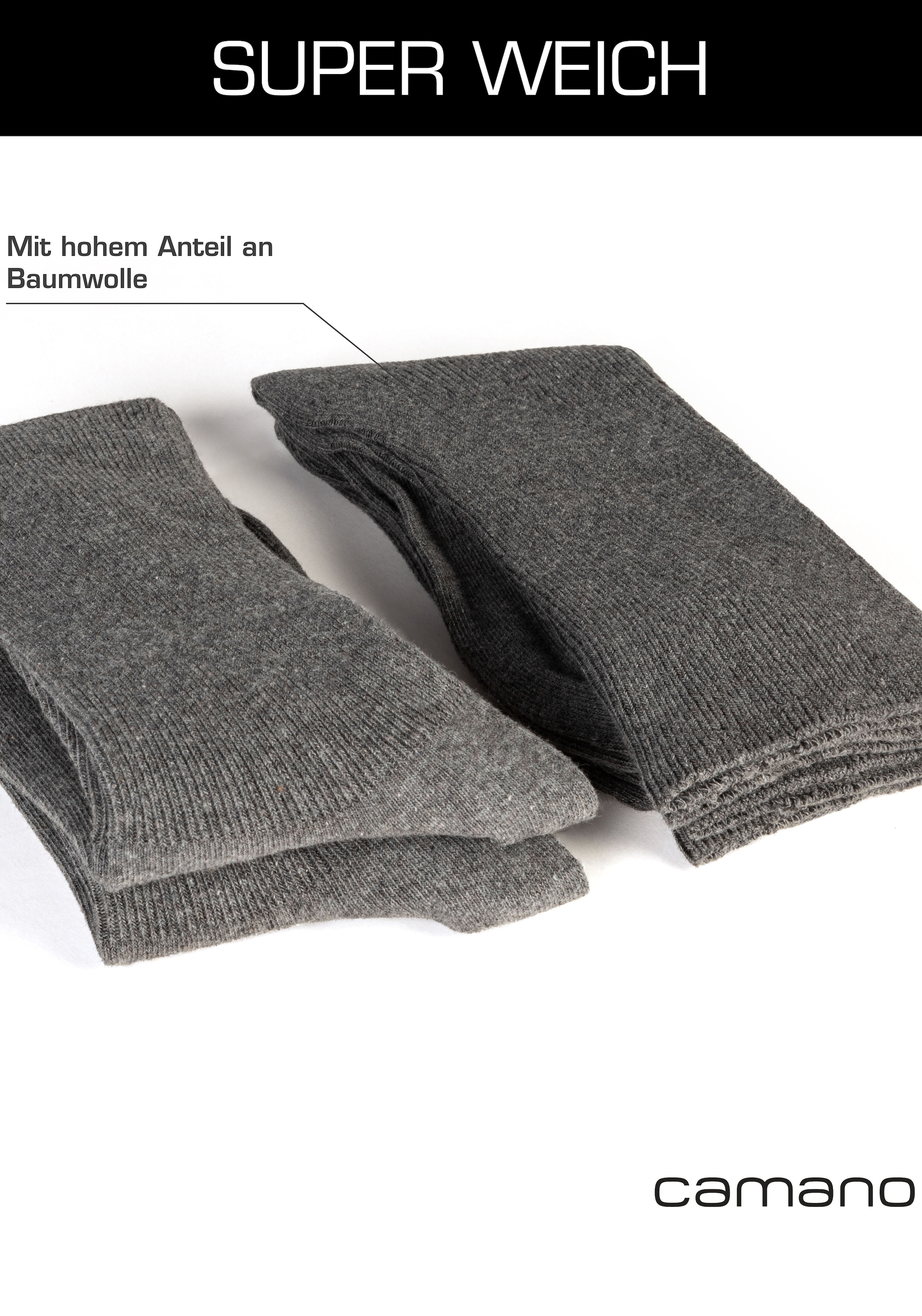 Camano Diabetikersocken »comfort«, (4 Paar), Superweiche Bündchen, Venenfreundliche Socken