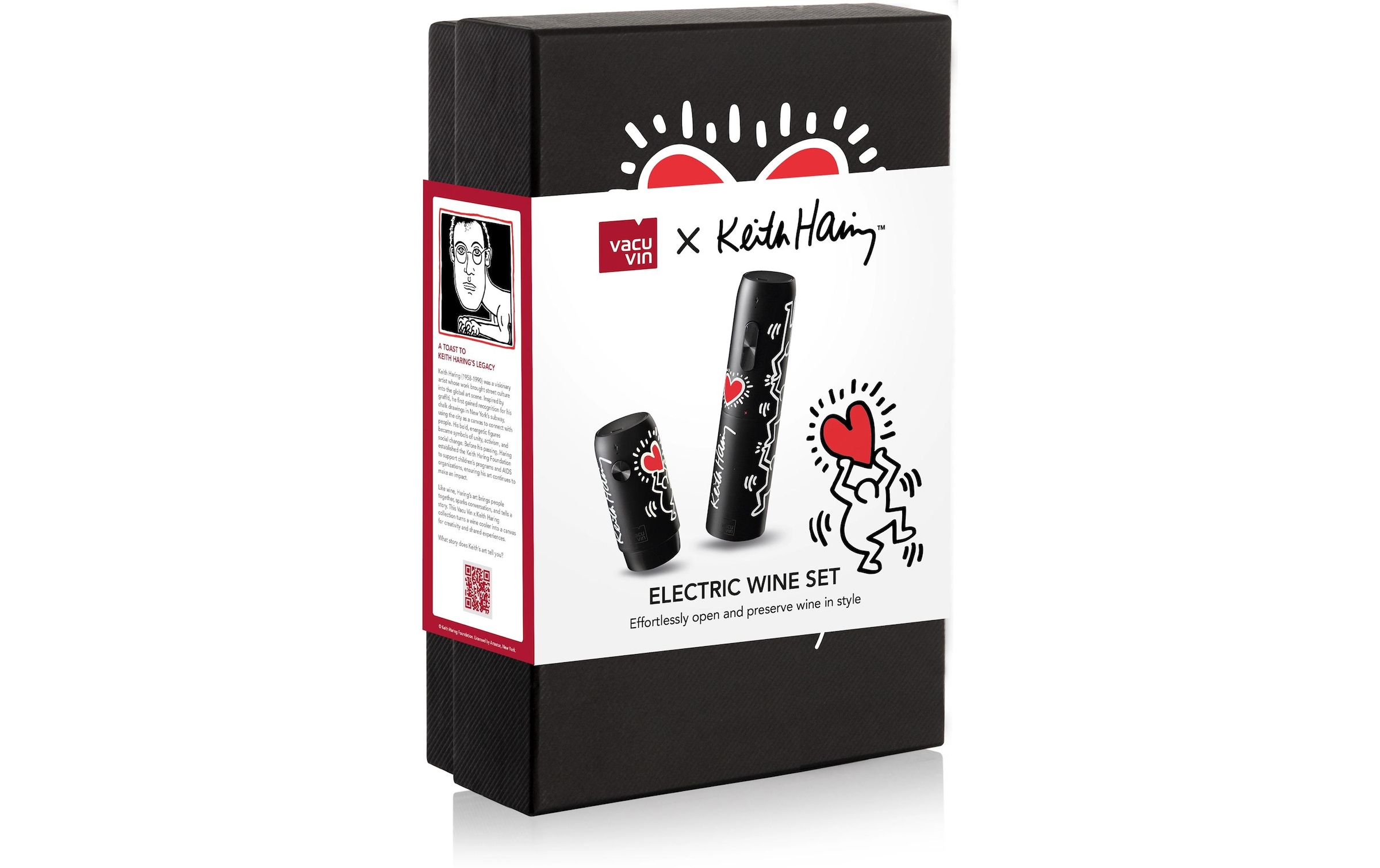 VACUVIN Flaschenverschluss »Elektrisches Keith Haring« Wiederaufladbares elektrisches Weinset