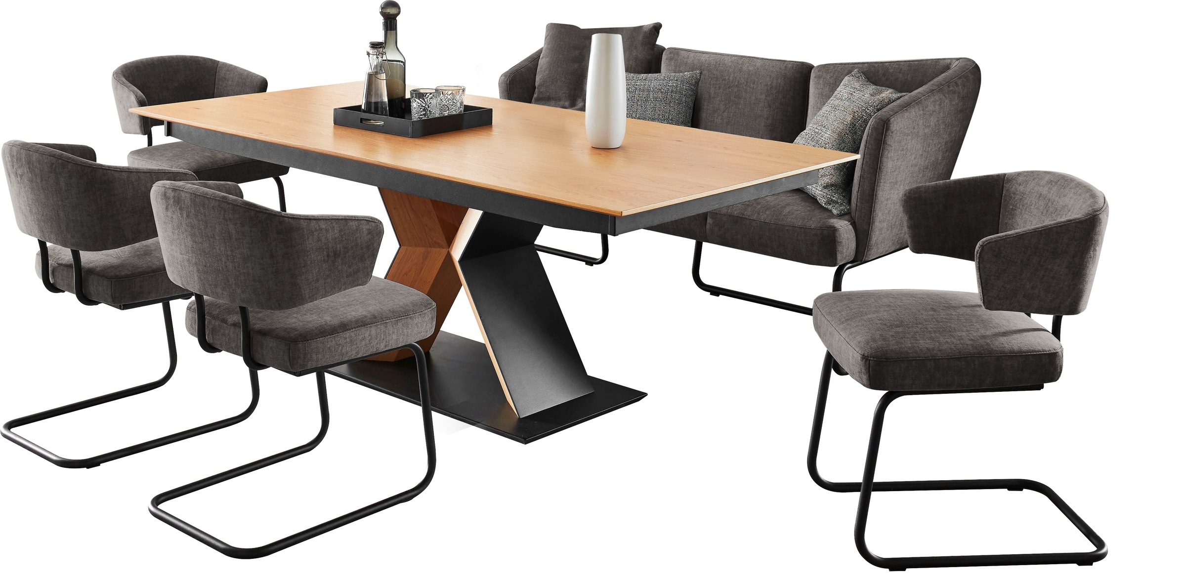 K+W Komfort & Wohnen »Mikkado Tube« 6 Stk. tlg. 4 Freischwinger und ein Funktionsesstisch