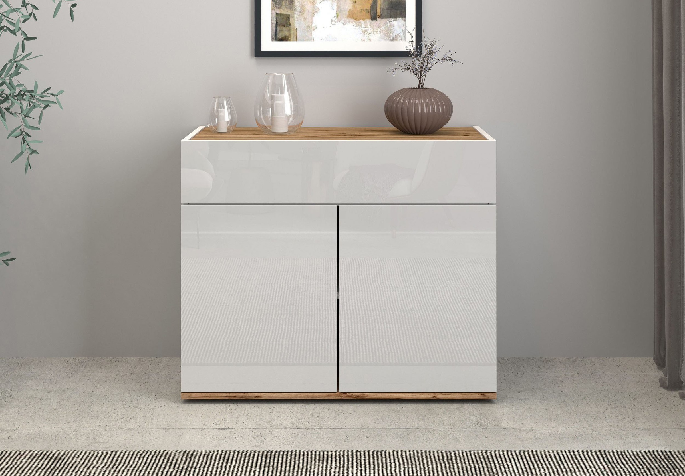 Image of GOODproduct Sideboard "Garda, Kommode, Schrank, 2 Türen, 1 Schublade, Made in Italy" Hochglanzlackierte Fronten, Korpus matt, grifflos, Breite 80,9 cm