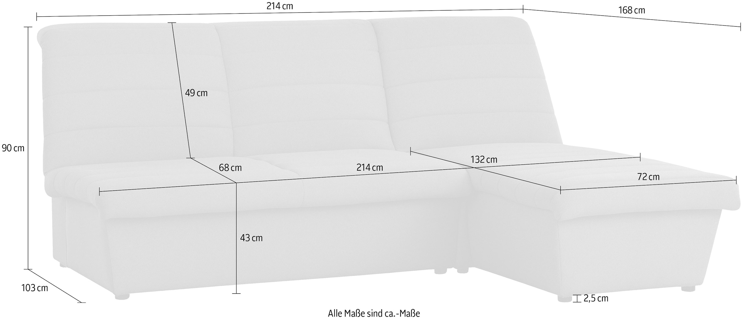 LOOKS by Wolfgang Joop Ecksofa »LOOKS VIII L-Form«, Quersteppung, ohne Armlehnen, in zwei verschiedenen Grössen