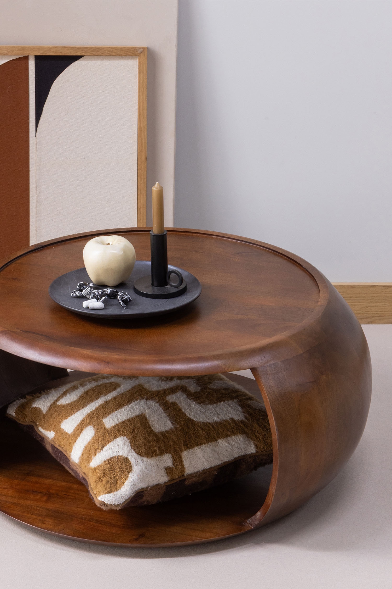 WOOOD Table basse »Cole mit Massivmangoholz und Aussparung B 72 x T 72 x H 36 cm« forme organique, capacité de charge 11,3 kg, pour usage intérieur