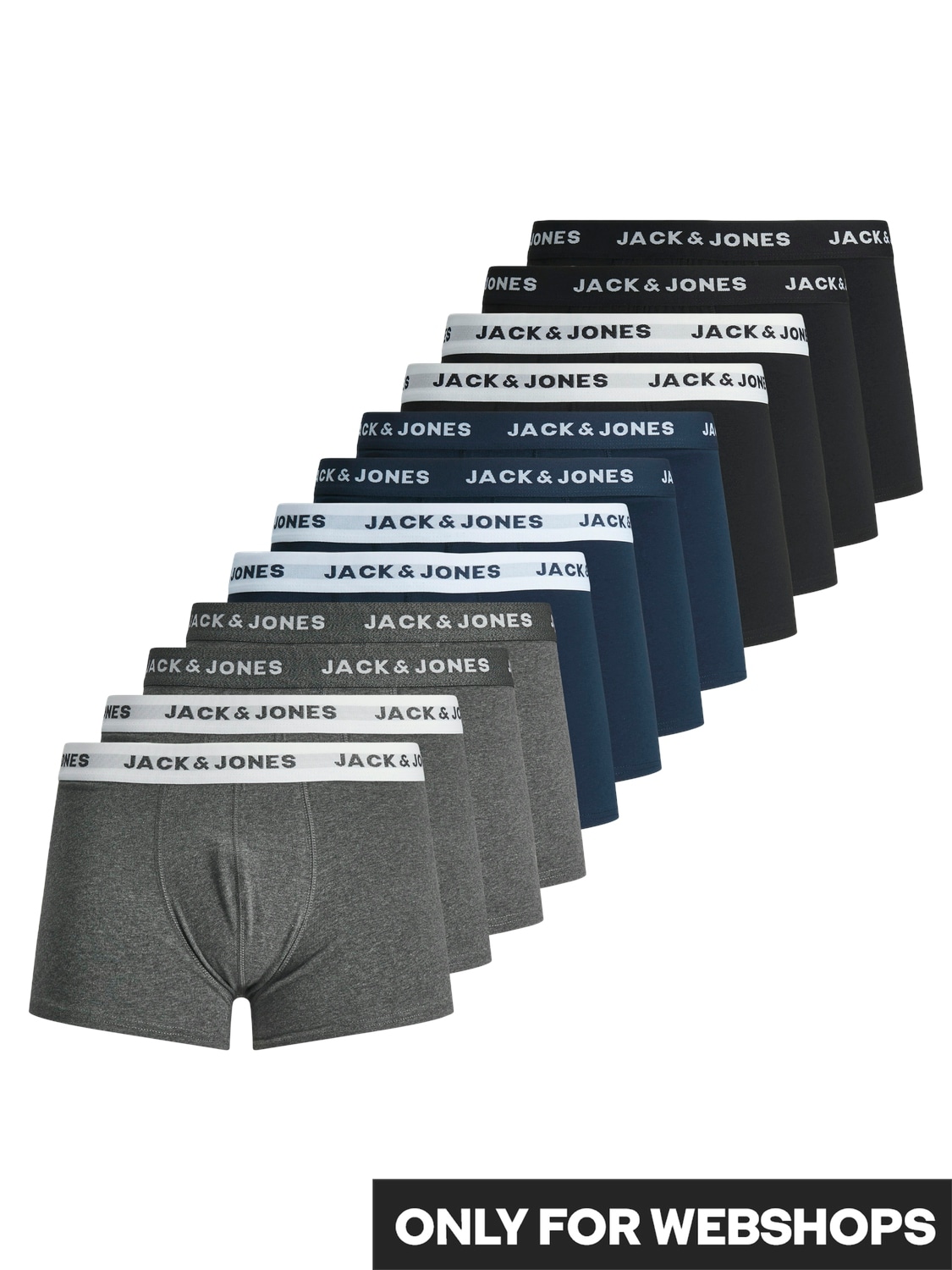 Jack & Jones Trunk »JACSOLID  Stretchkomfort, elastisch, bequem mit sportlichem Look«, (Packung, 12 St.), bedruckt, modisch, eng anliegend, Baumwollmischung, Bündchen