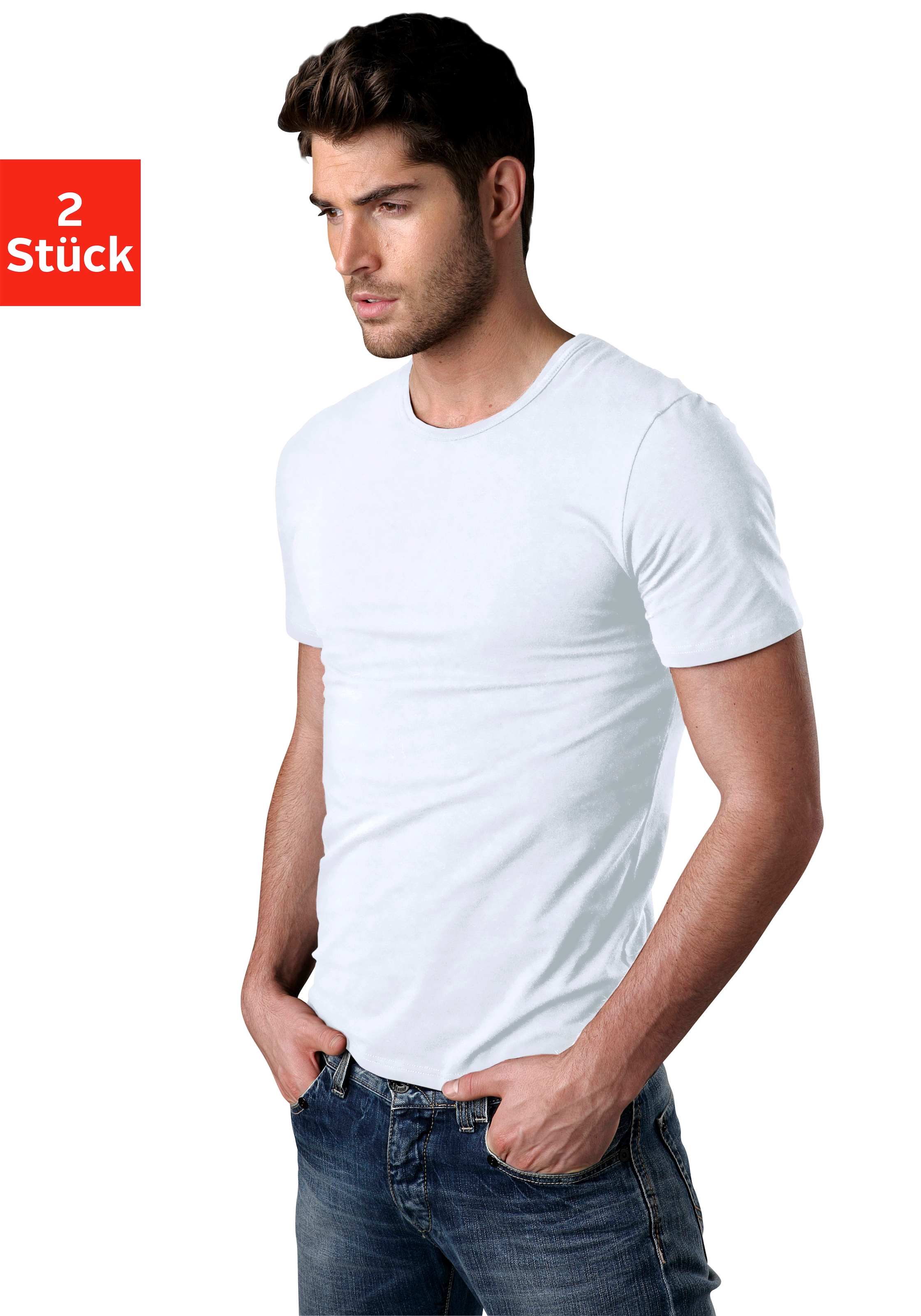 T-Shirt, mit Rundhalsausschnitt perfekt als Unterziehshirt