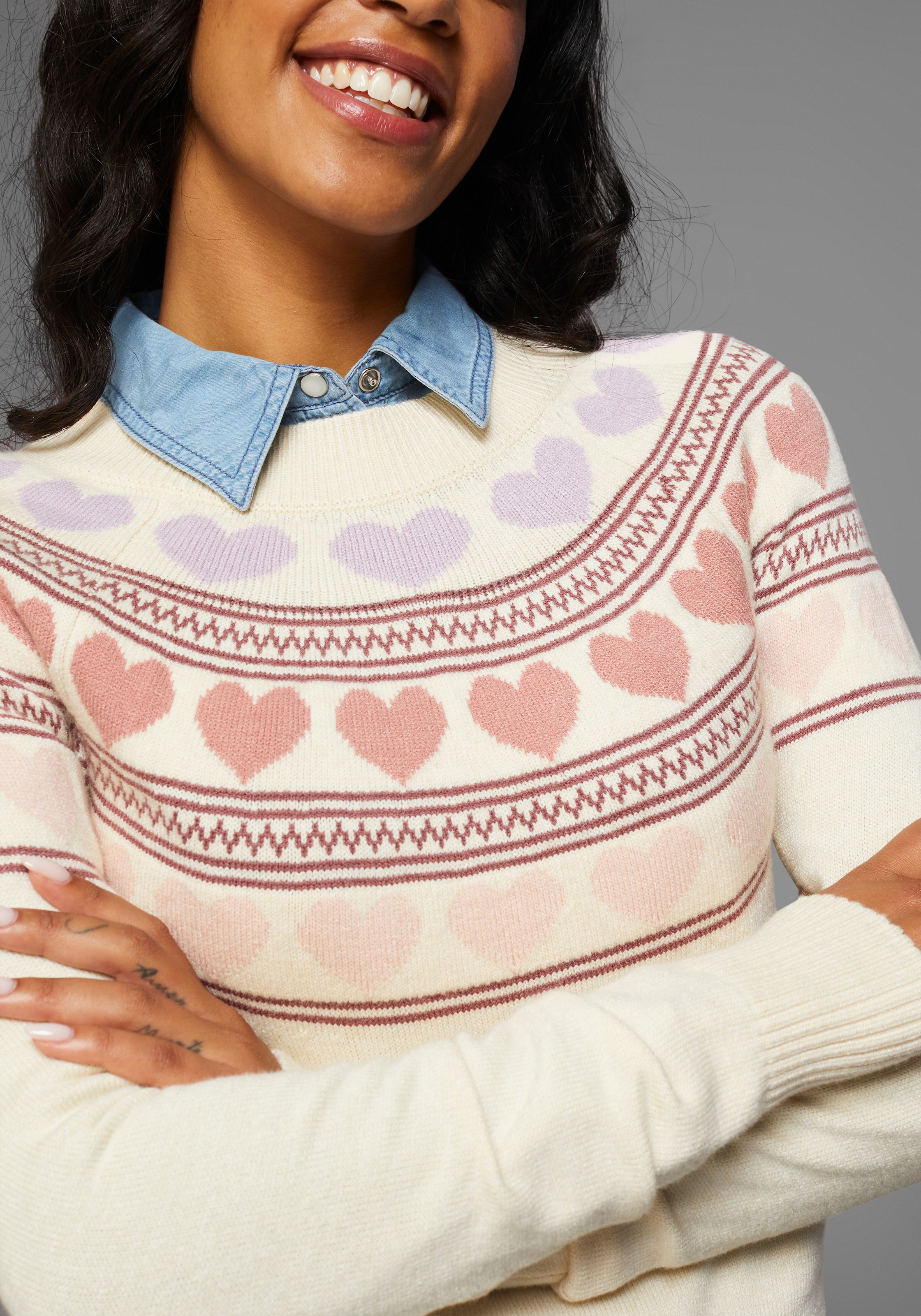 KangaROOS Norwegerpullover, mit Herzen