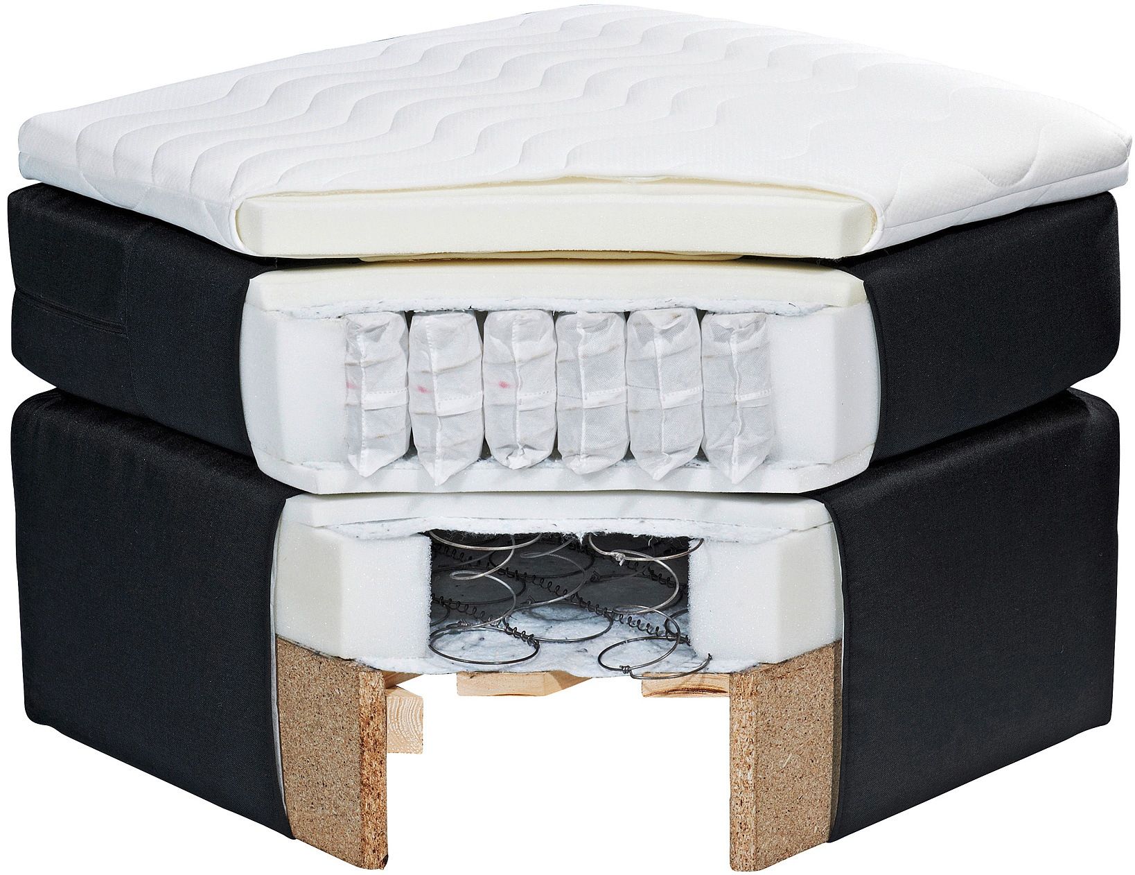ED EXCITING DESIGN Boxspringbett »Loberie«, mit Strasssteinen im Kopf- und Fussteil, inkl. Bettkasten
